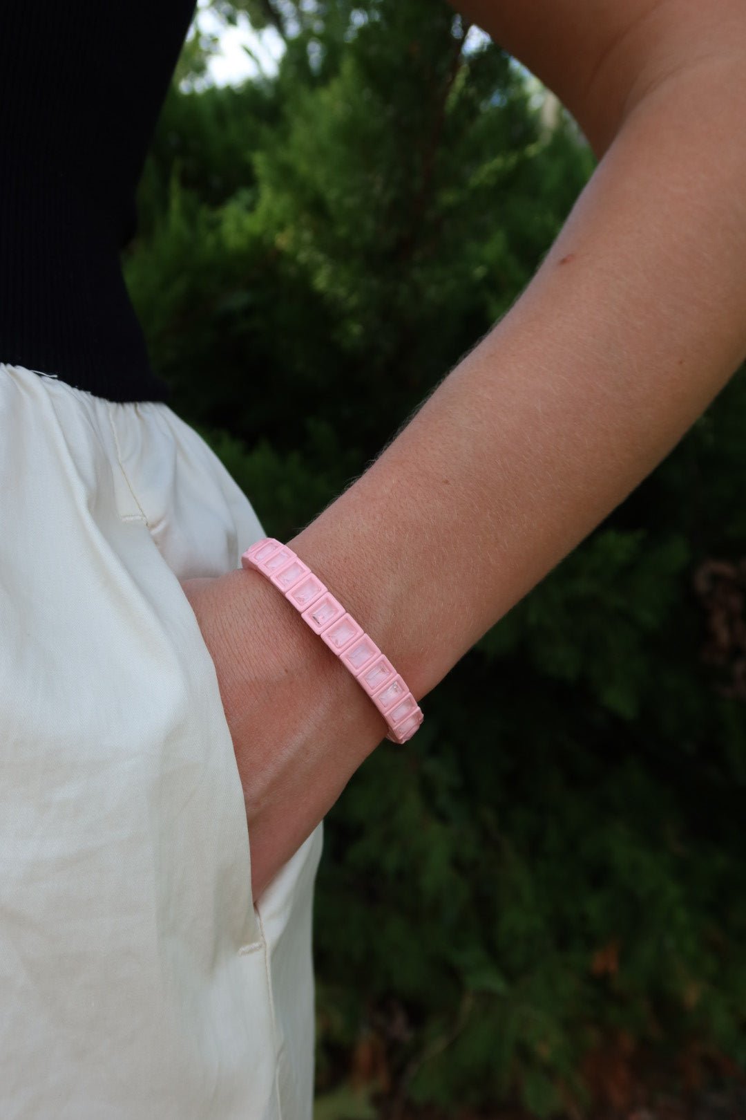 Bracelet - Candy Gem Block Baby Pink - Shop LINNY CO