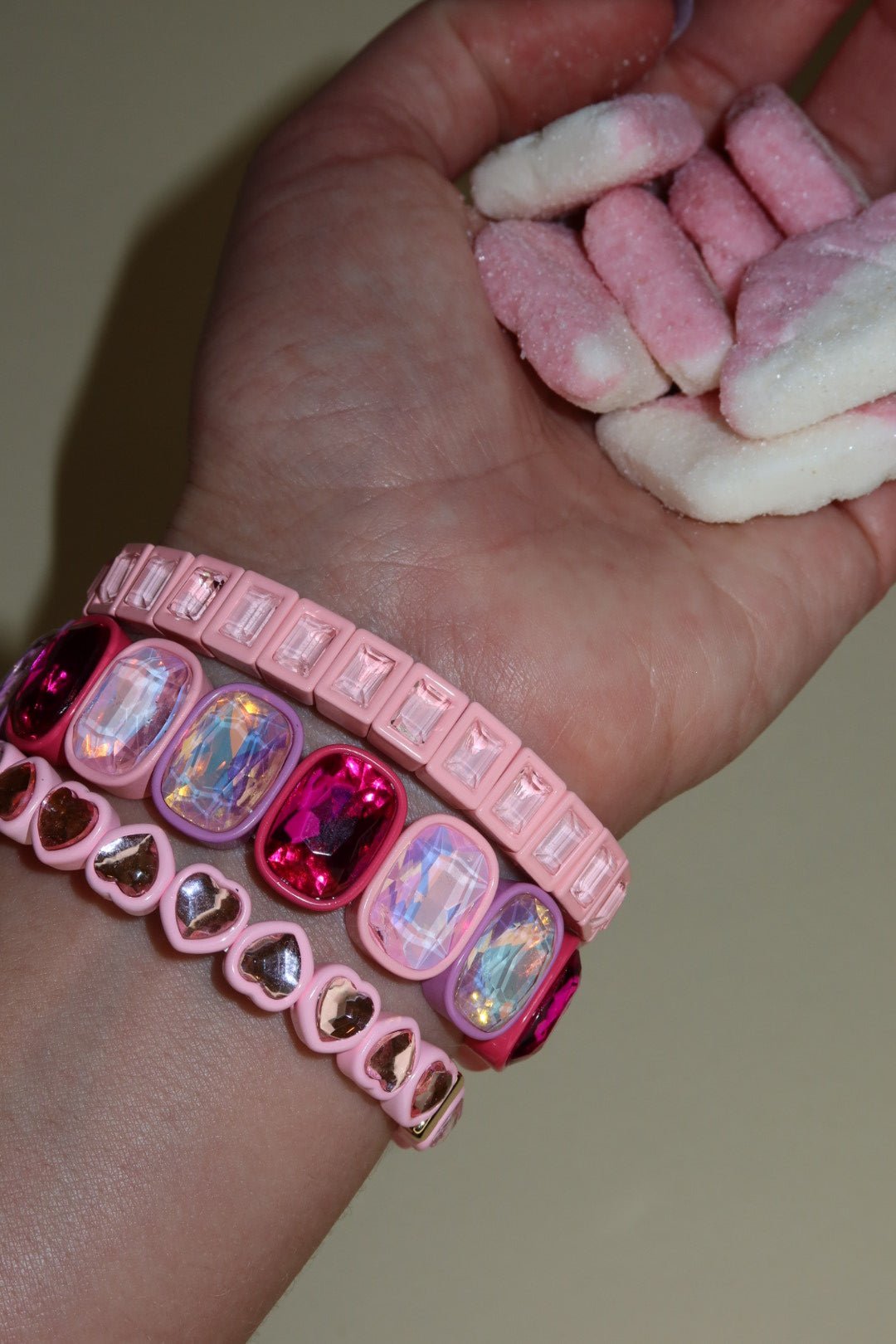 Bracelet - Candy Gem Block Baby Pink - LINNY CO WholesaleBracelet