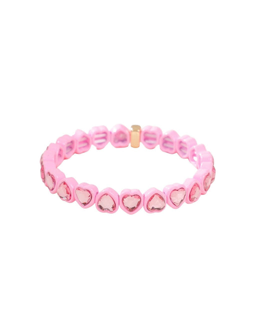 Bracelet - Candy Gem Heart Baby Pink - Shop LINNY CO