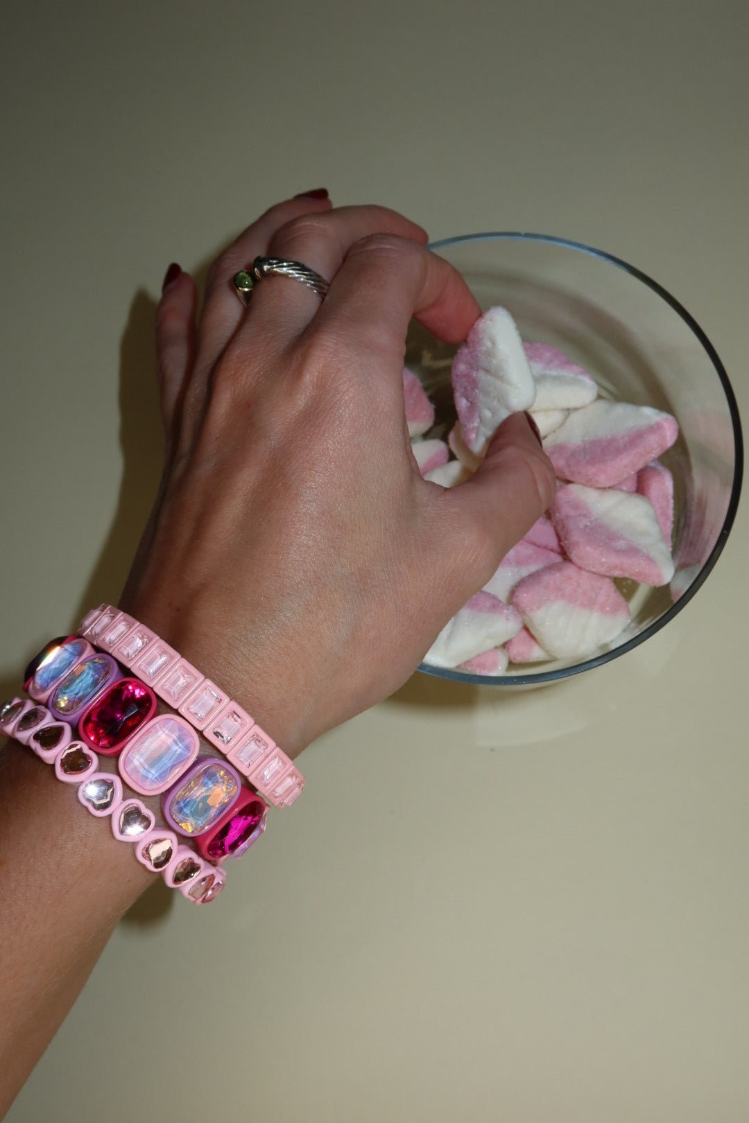 Bracelet - Candy Gem Heart Baby Pink - LINNY CO WholesaleBracelet