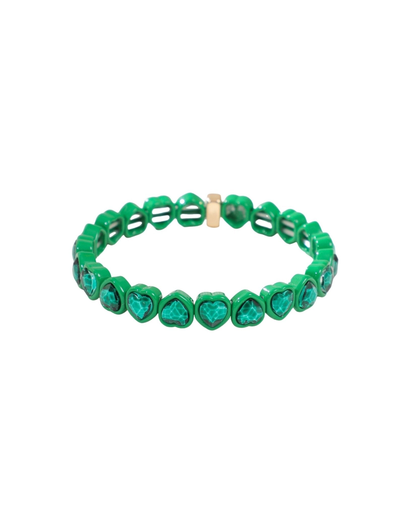 Bracelet - Candy Gem Heart Green - LINNY CO WholesaleBracelet