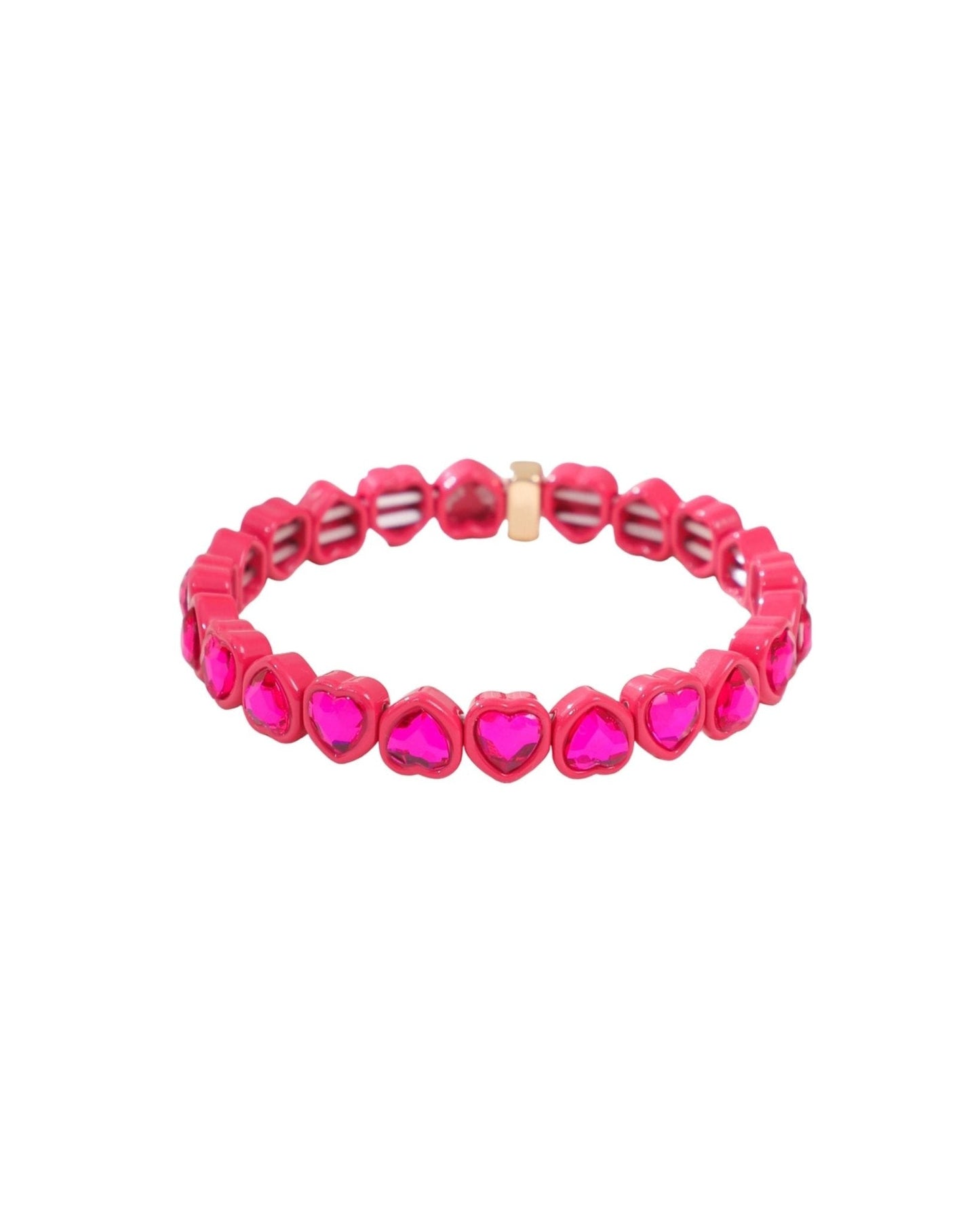 Bracelet - Candy Gem Heart Hot Pink - LINNY CO WholesaleBracelet