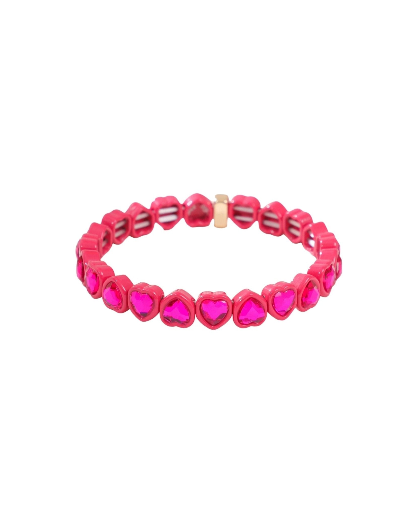 Bracelet - Candy Gem Heart Hot Pink - LINNY CO WholesaleBracelet