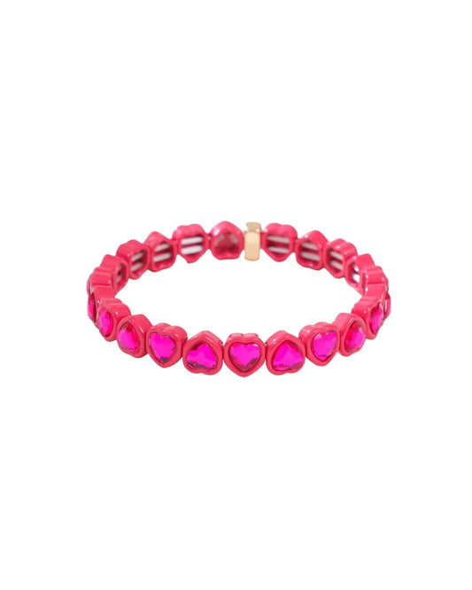 Bracelet - Candy Gem Heart Hot Pink - LINNY CO WholesaleBracelet