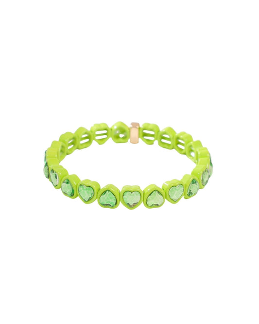 Bracelet - Candy Gem Heart Lime - LINNY CO WholesaleBracelet