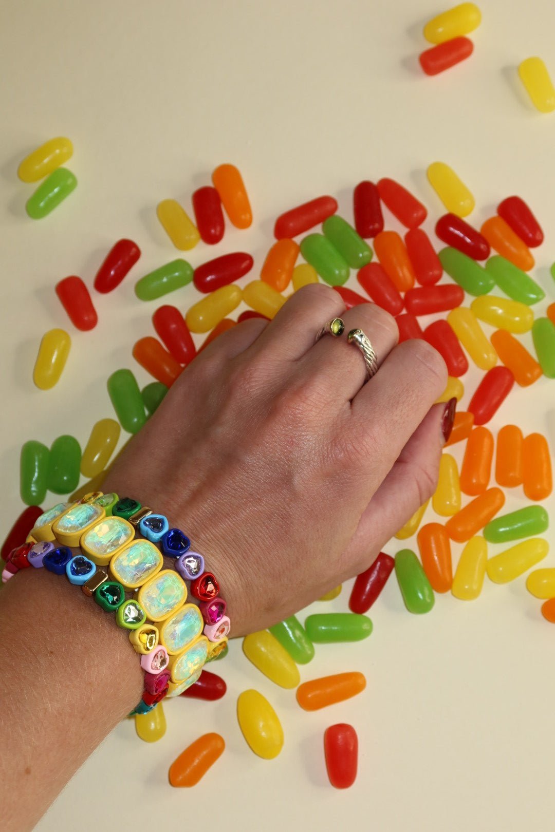 Bracelet - Candy Gem Heart Rainbow - LINNY CO WholesaleBracelet