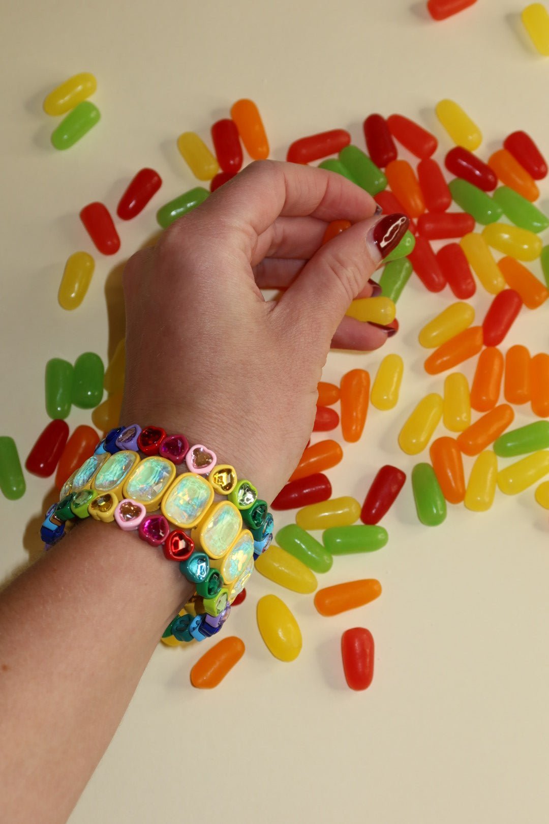 Bracelet - Candy Gem Heart Rainbow - LINNY CO WholesaleBracelet