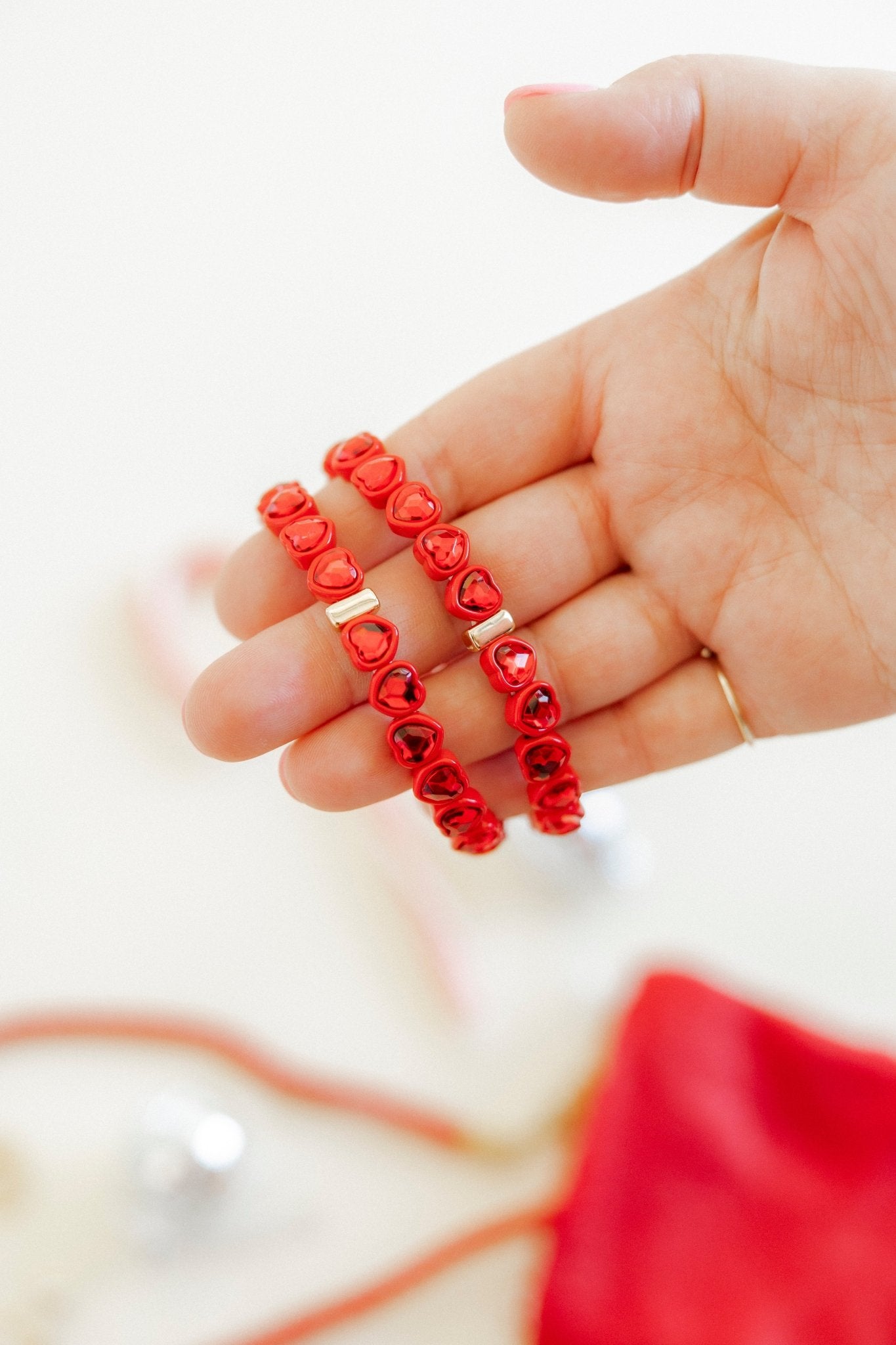 Bracelet - Candy Gem Heart Red - LINNY CO WholesaleBracelet