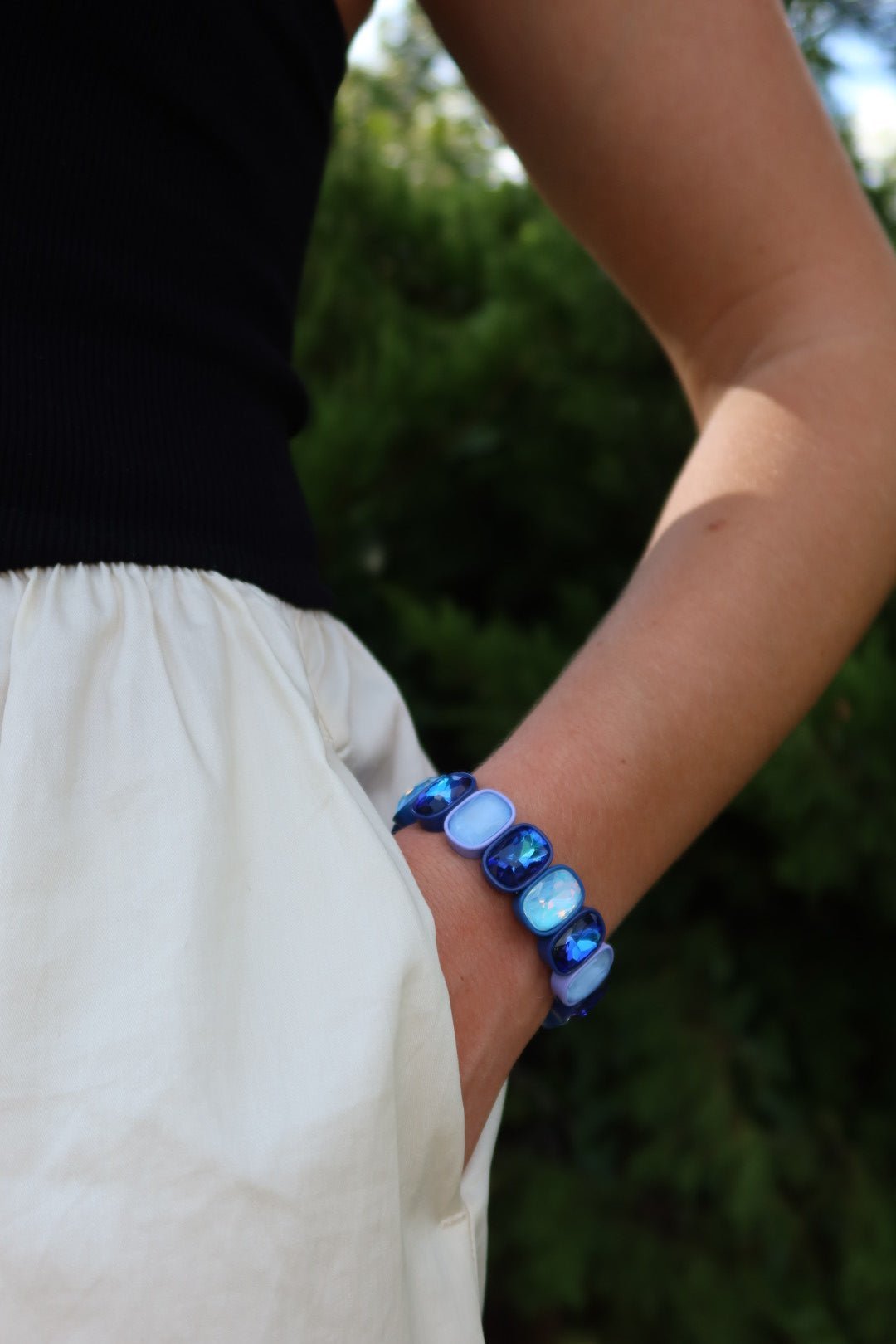 Bracelet - Candy Gem Oval Blue Multi - LINNY CO WholesaleBracelet