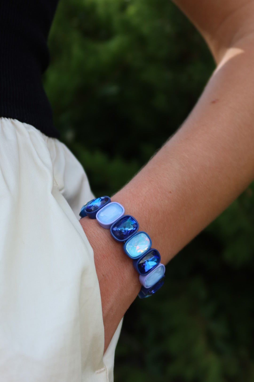 Bracelet - Candy Gem Oval Blue Multi - LINNY CO WholesaleBracelet