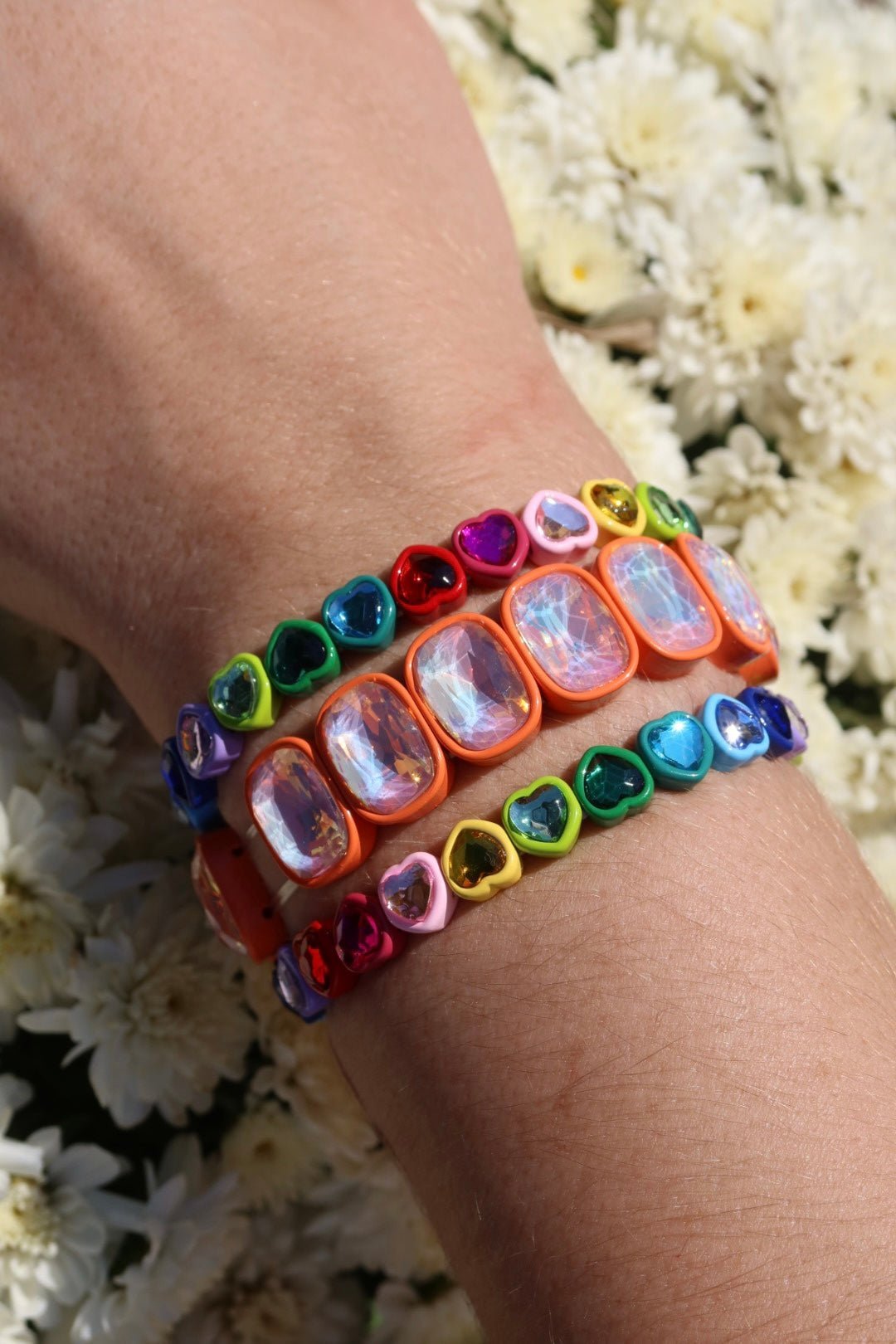 Bracelet - Candy Gem Oval Coral - LINNY CO WholesaleBracelet