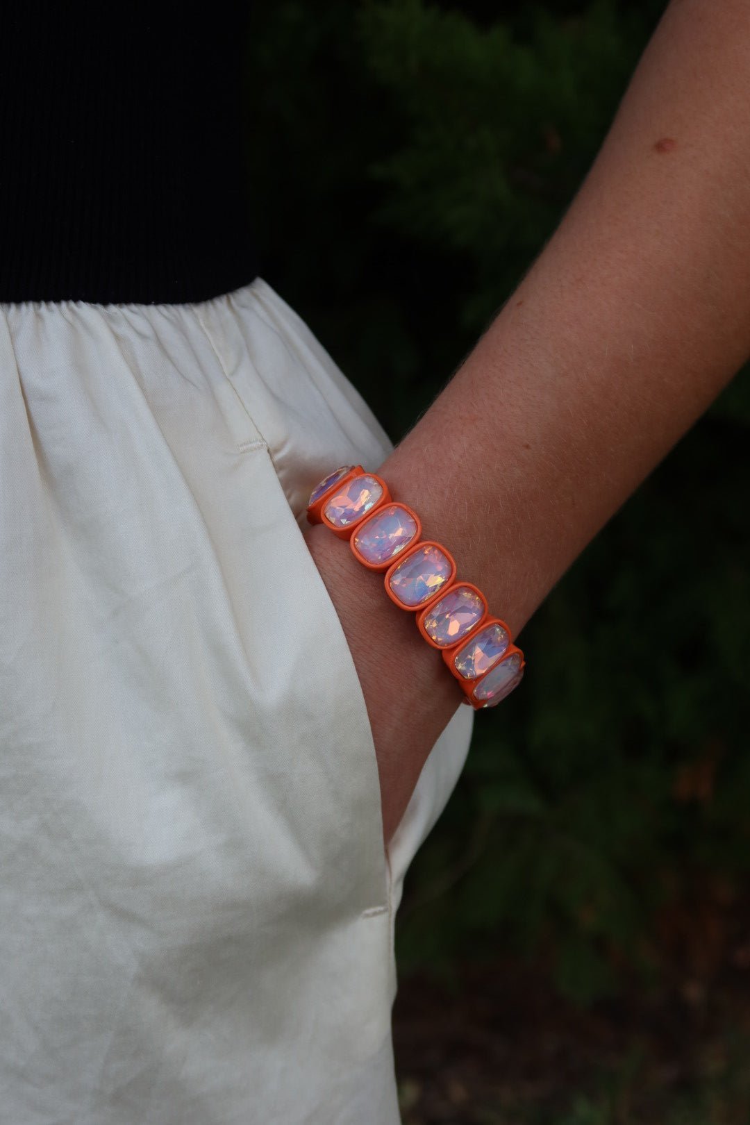 Bracelet - Candy Gem Oval Coral - LINNY CO WholesaleBracelet