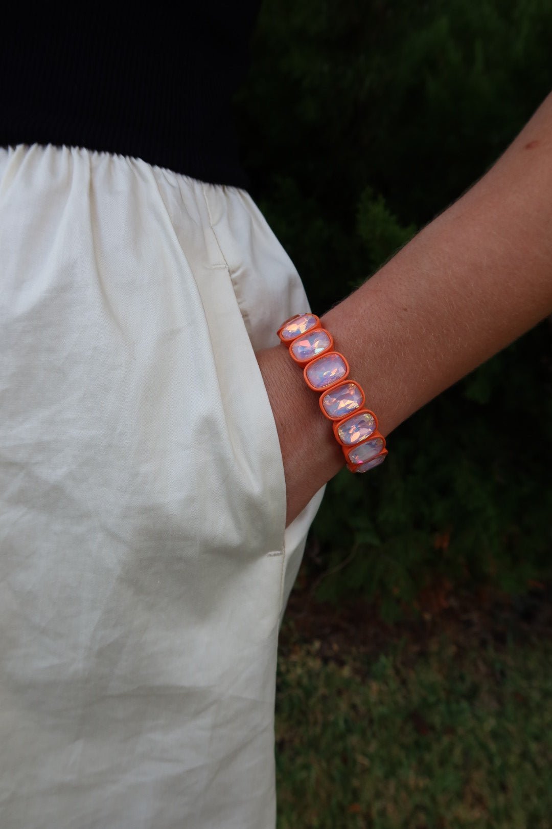 Bracelet - Candy Gem Oval Coral - LINNY CO WholesaleBracelet
