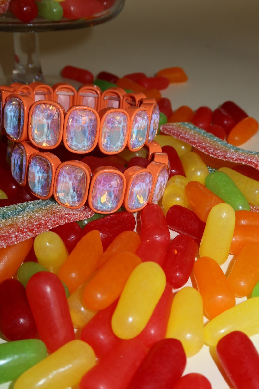 Bracelet - Candy Gem Oval Coral - LINNY CO WholesaleBracelet