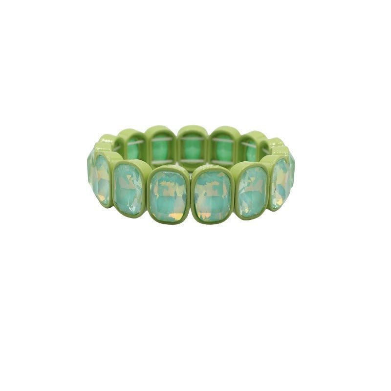 Bracelet - Candy Gem Oval Green - LINNY CO WholesaleBracelet