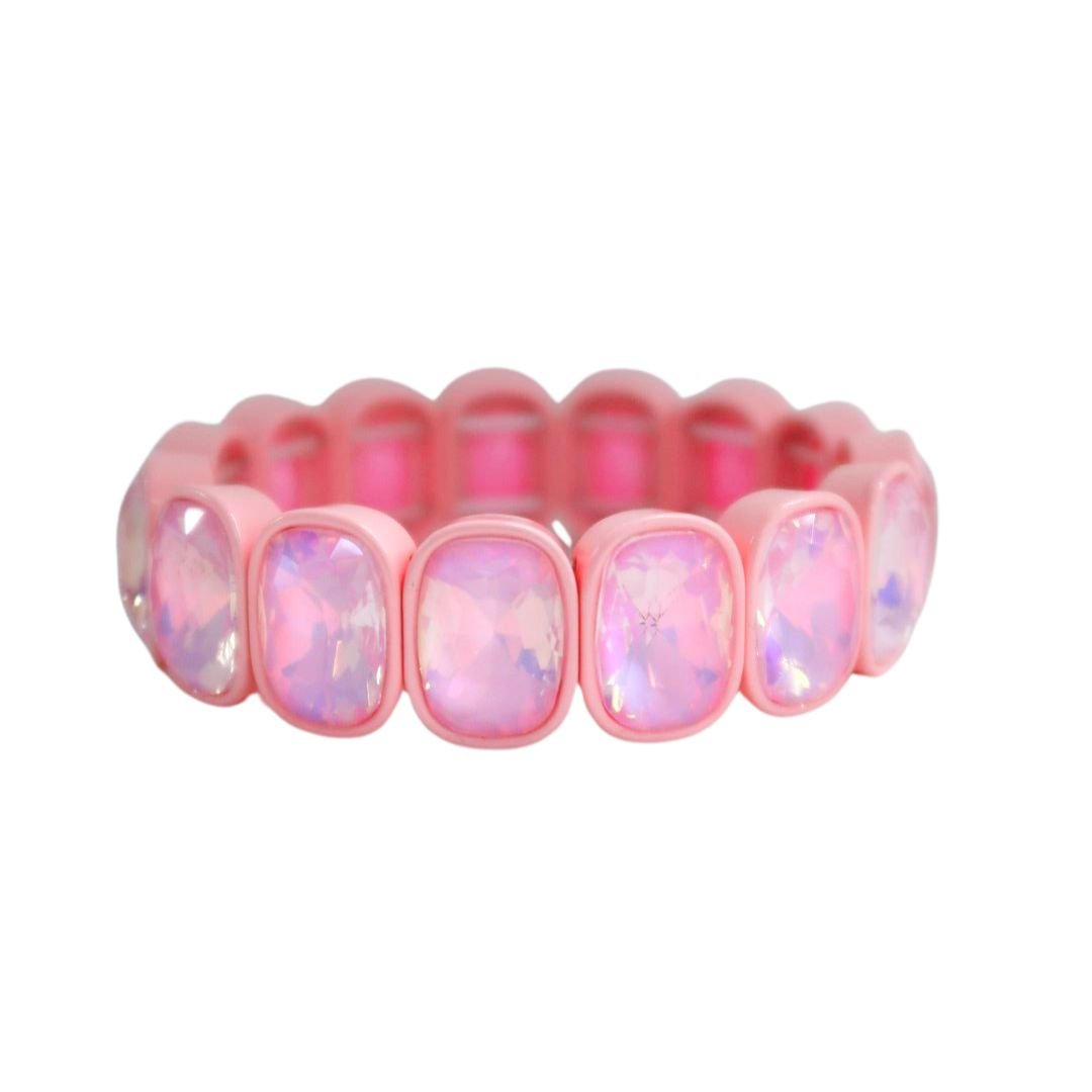 Bracelet - Candy Gem Oval Light Pink - LINNY CO WholesaleBracelet