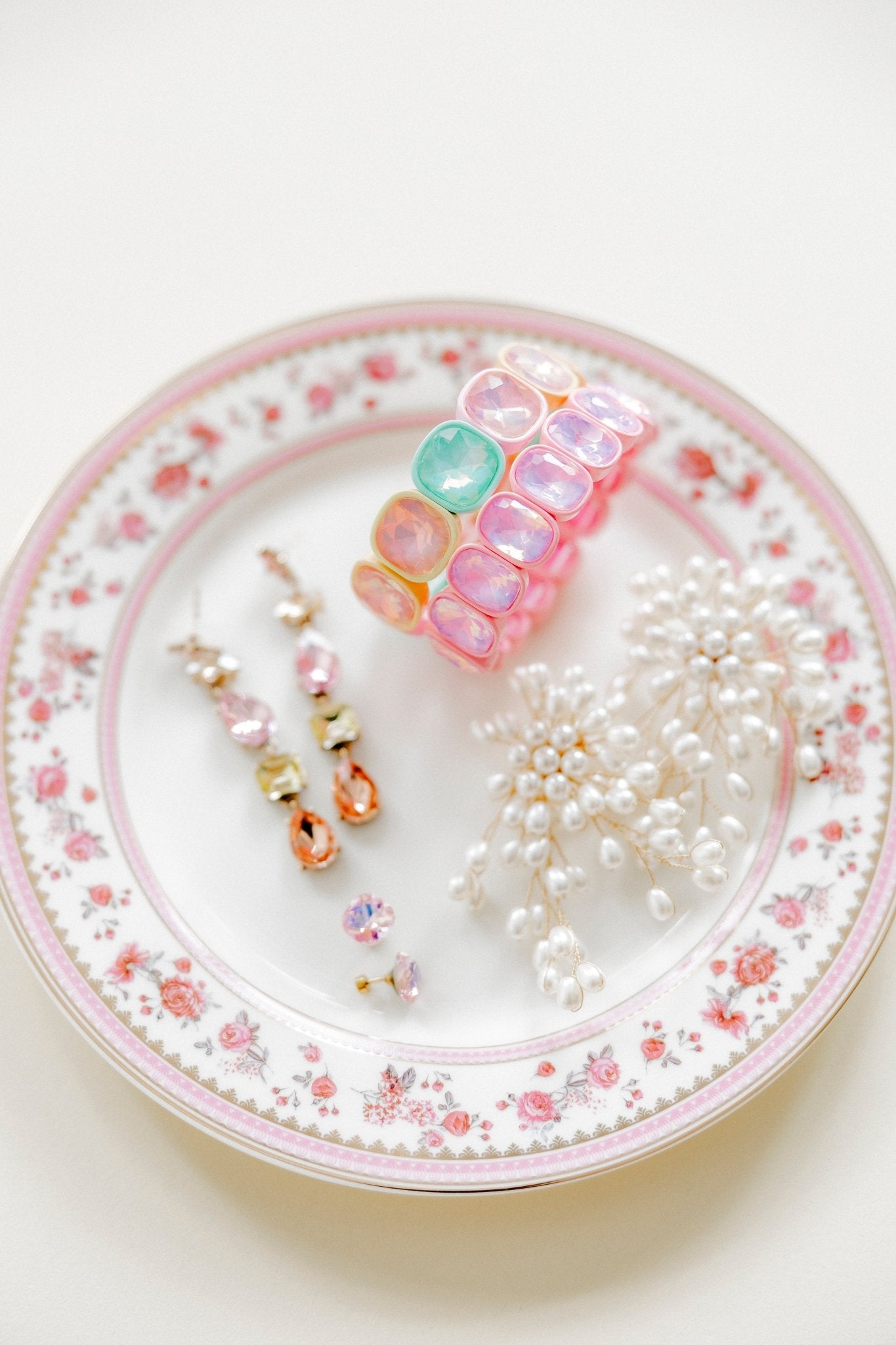 Bracelet - Candy Gem Oval Light Pink - LINNY CO WholesaleBracelet