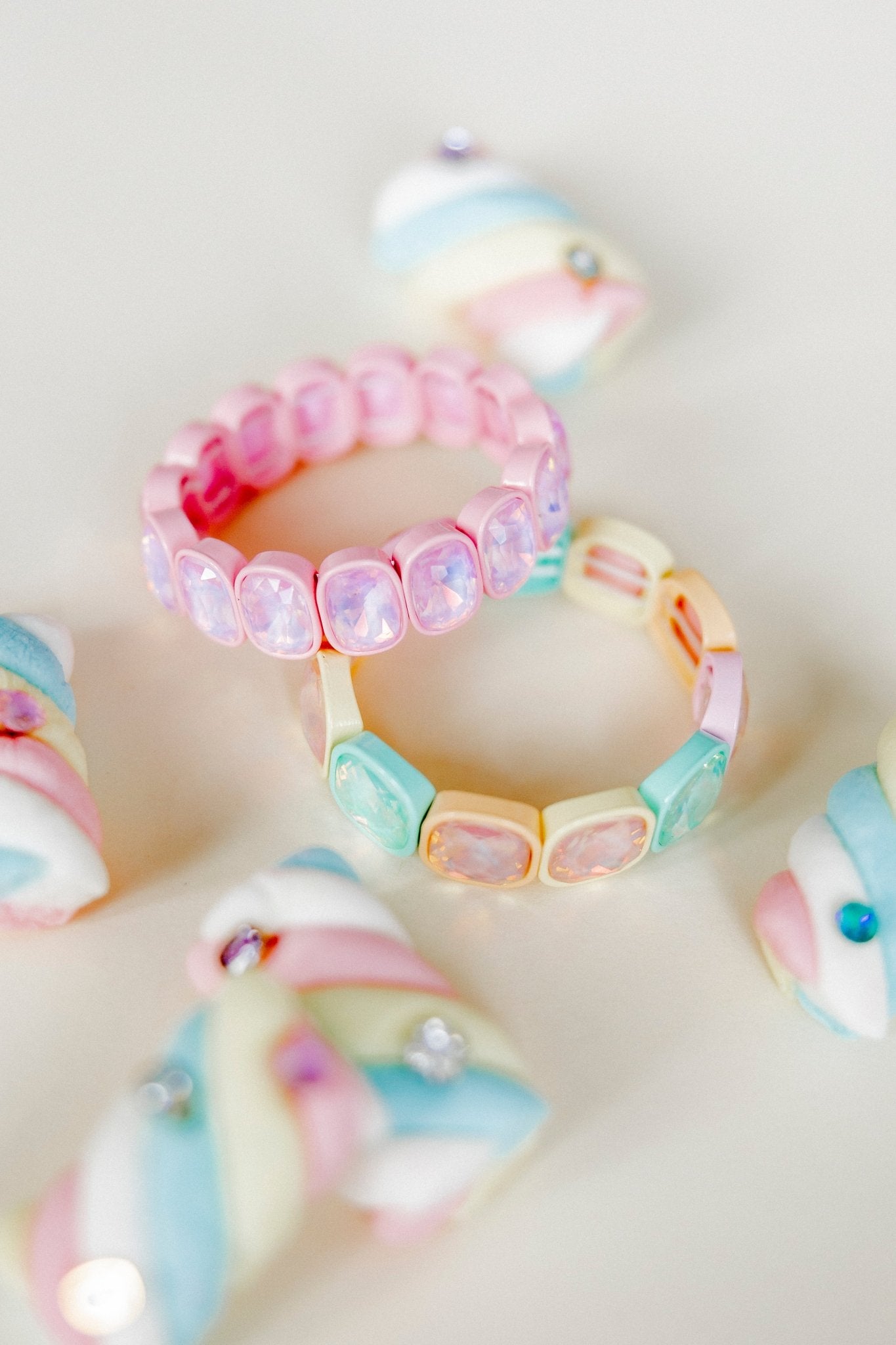 Bracelet - Candy Gem Oval Light Pink - LINNY CO WholesaleBracelet