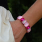 Bracelet - Candy Gem Oval Pink Multi - LINNY CO WholesaleBracelet