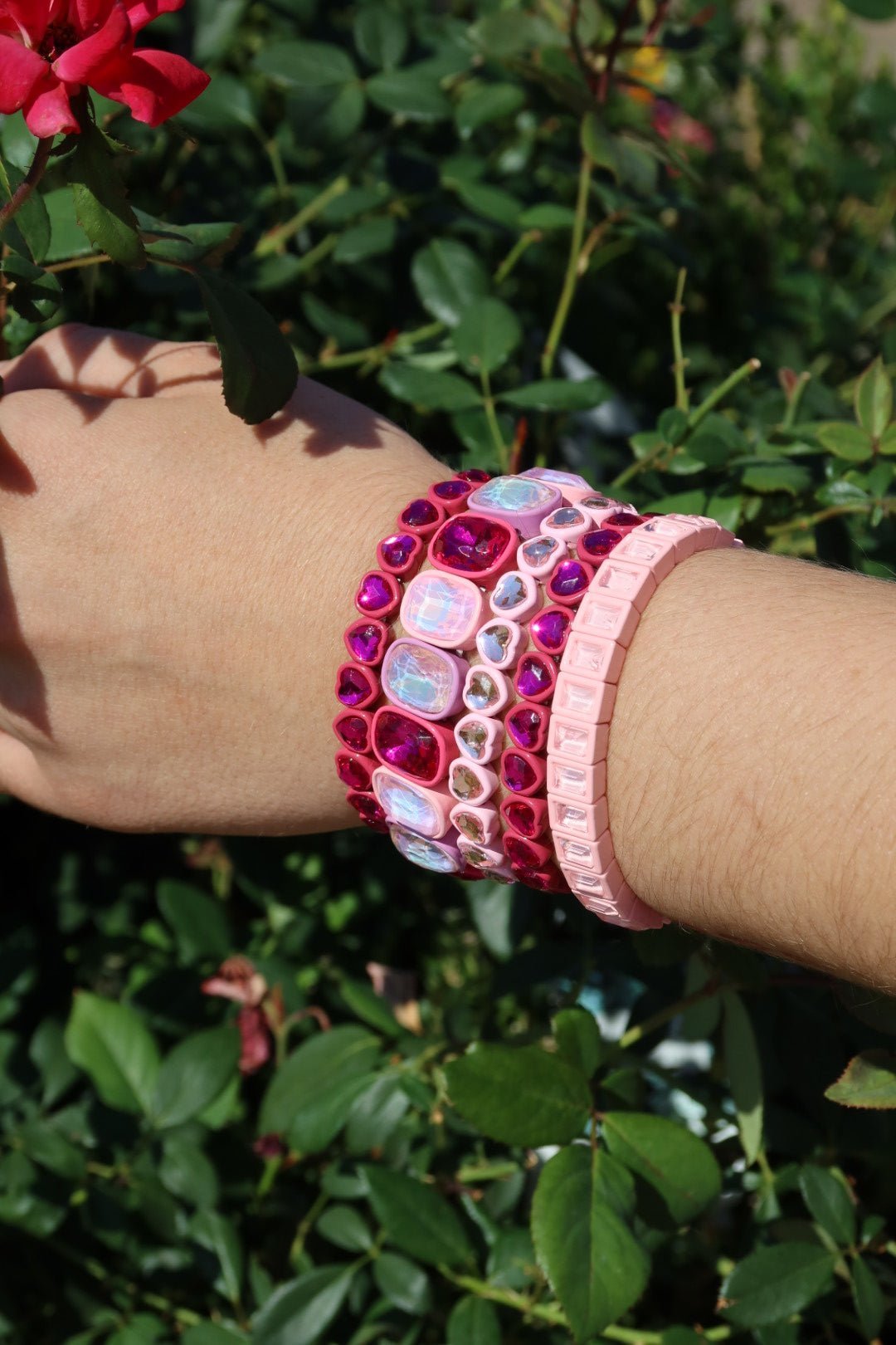 Bracelet - Candy Gem Oval Pink Multi - LINNY CO WholesaleBracelet