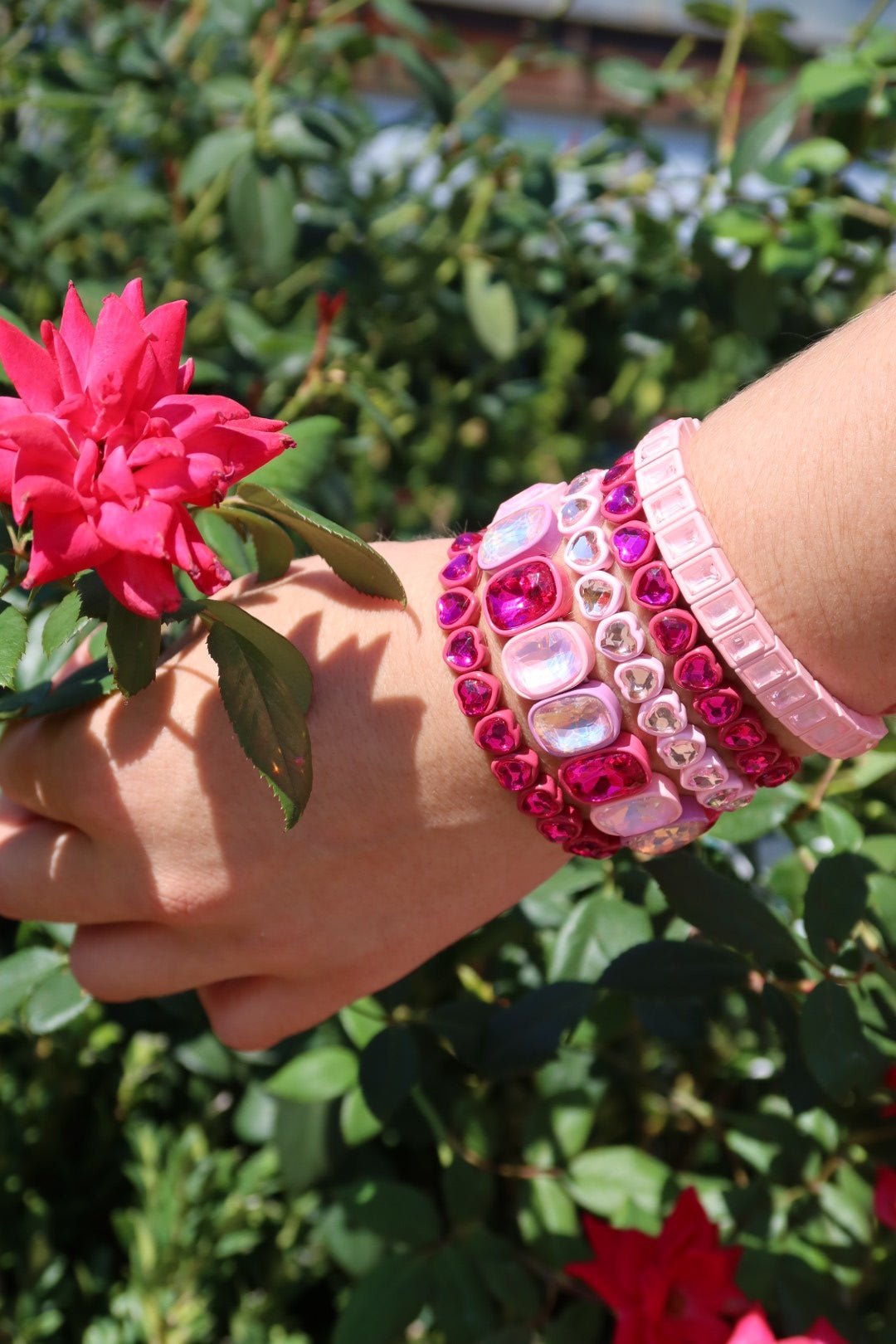 Bracelet - Candy Gem Oval Pink Multi - LINNY CO WholesaleBracelet
