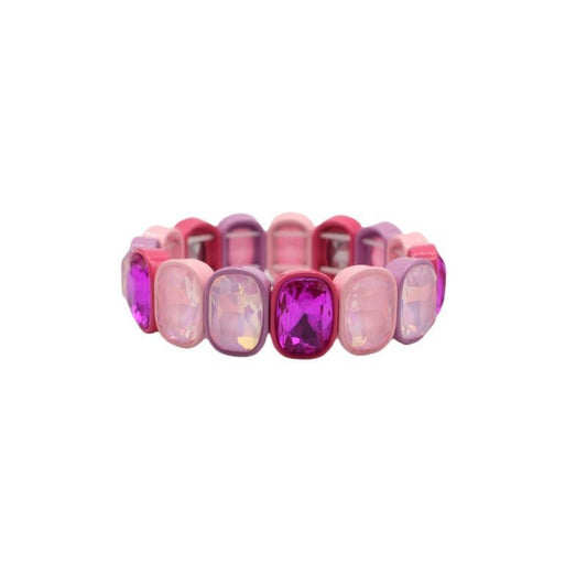 Bracelet - Candy Gem Oval Pink Multi - LINNY CO WholesaleBracelet