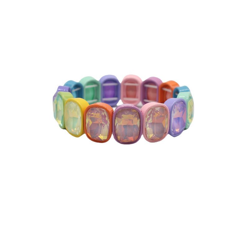Bracelet - Candy Gem Oval Rainbow - LINNY CO WholesaleBracelet