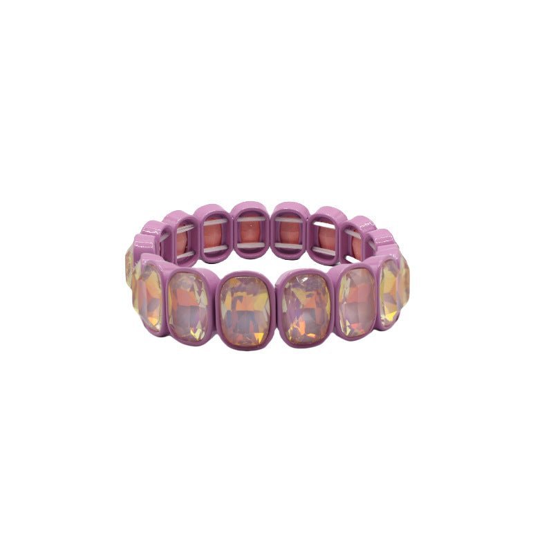 Bracelet - Candy Gem Oval Violet - LINNY CO WholesaleBracelet
