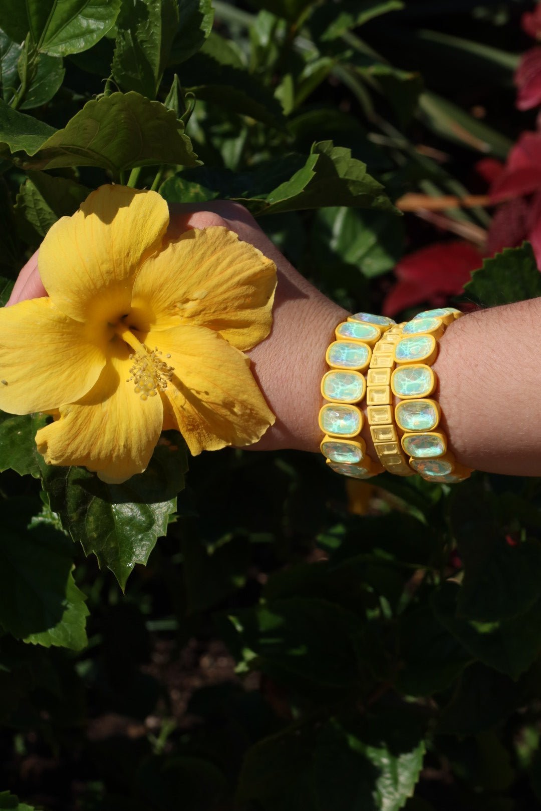 Bracelet - Candy Gem Oval Yellow - LINNY CO WholesaleBracelet