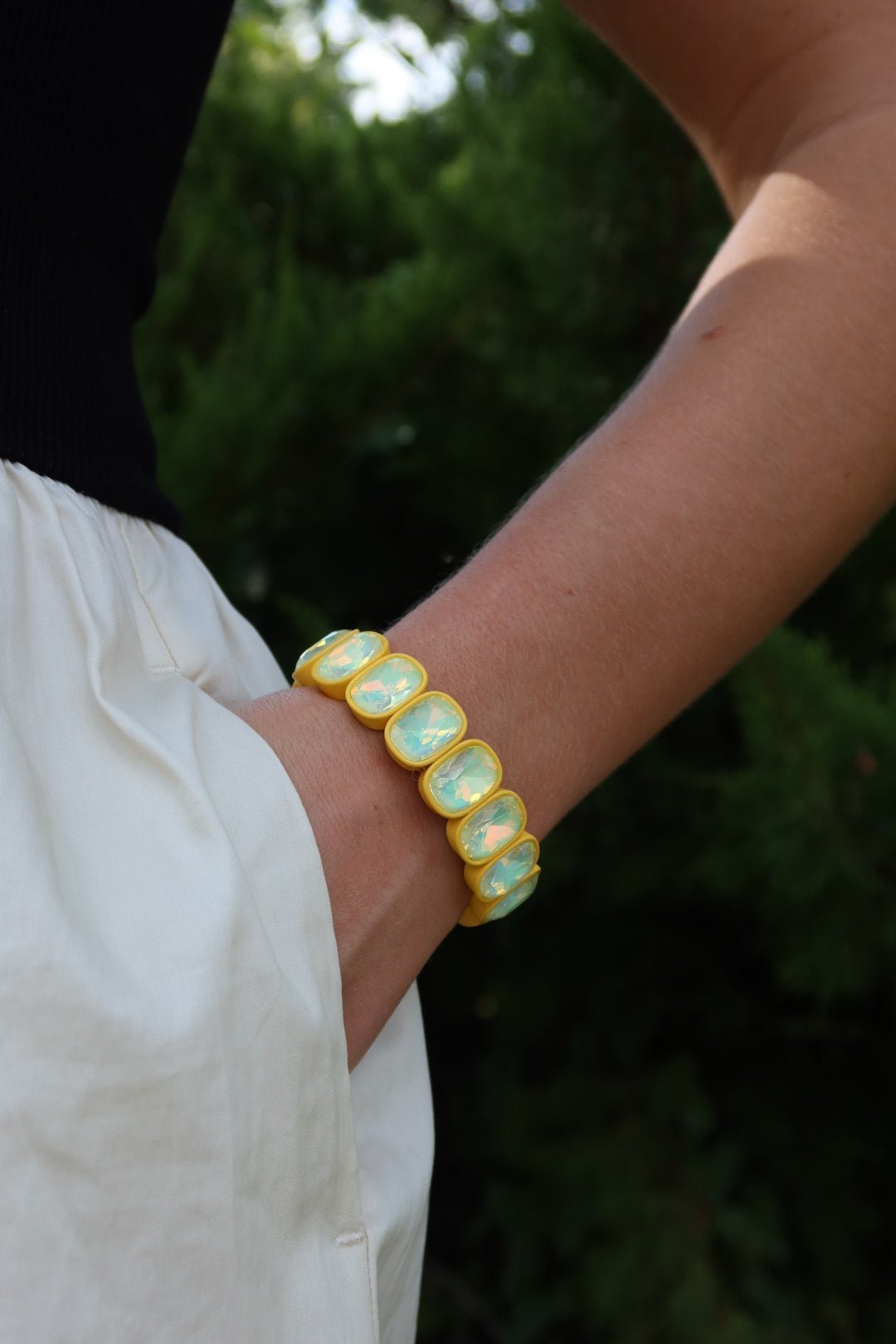 Bracelet - Candy Gem Oval Yellow - LINNY CO WholesaleBracelet