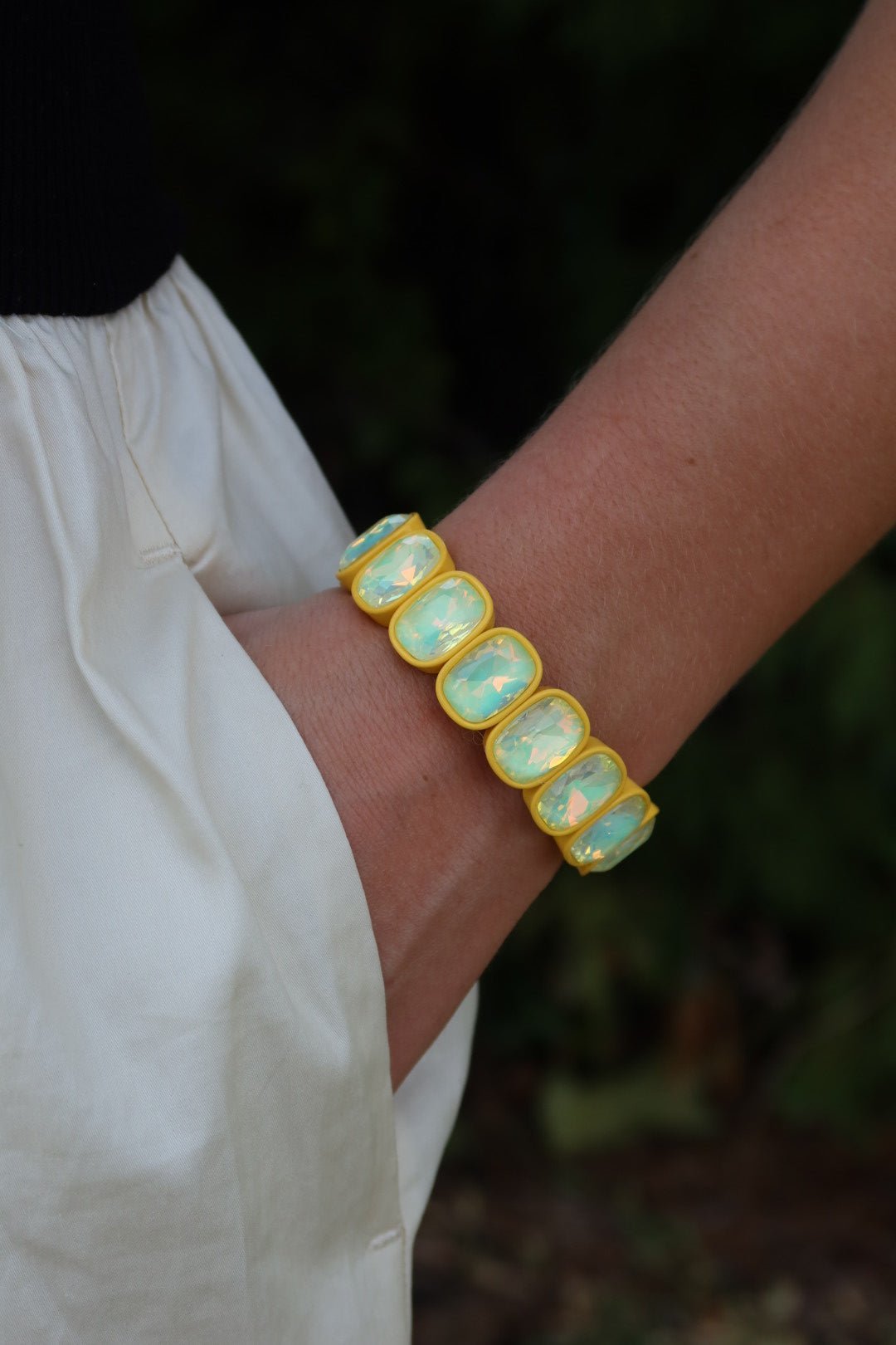 Bracelet - Candy Gem Oval Yellow - LINNY CO WholesaleBracelet