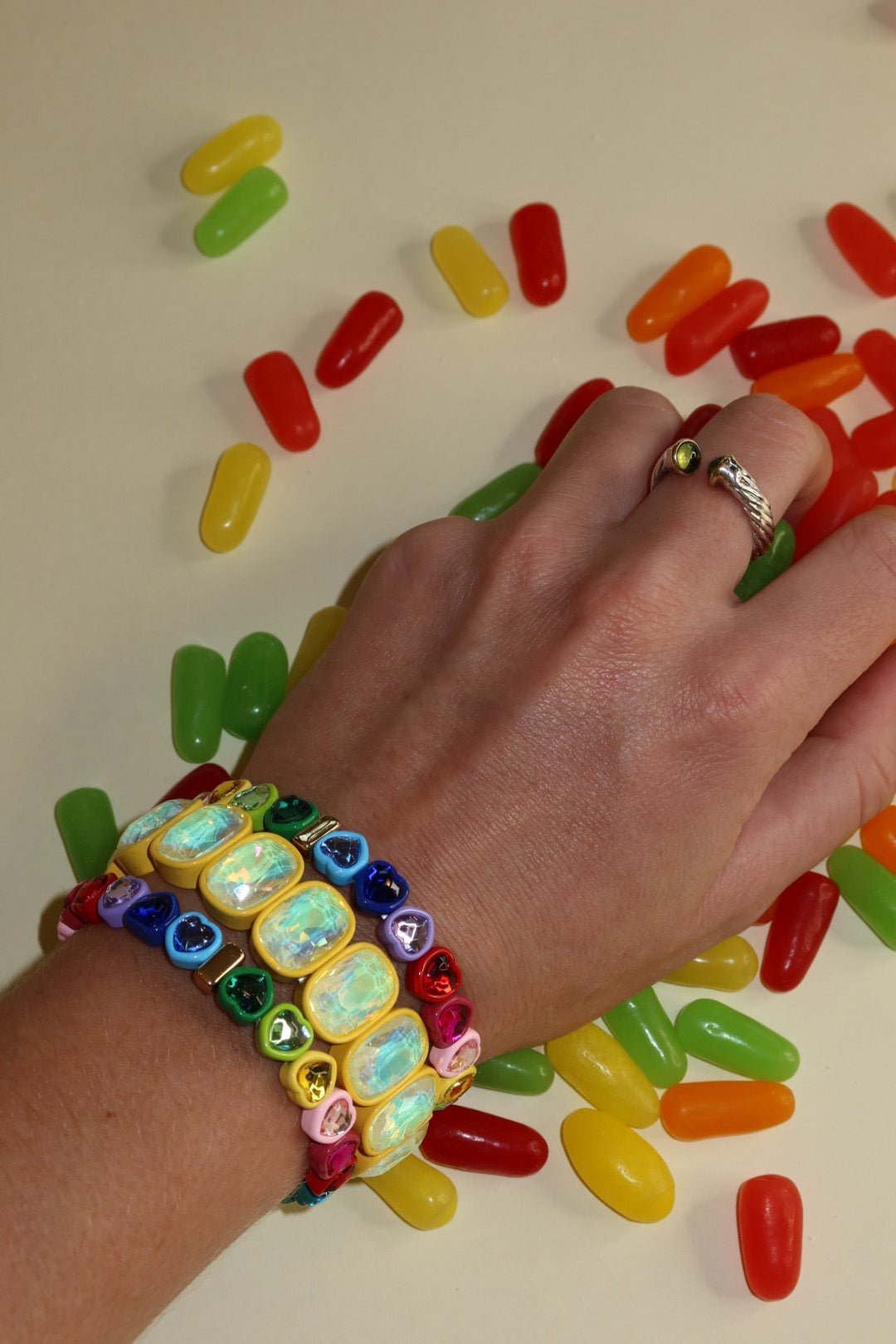 Bracelet - Candy Gem Oval Yellow - LINNY CO WholesaleBracelet