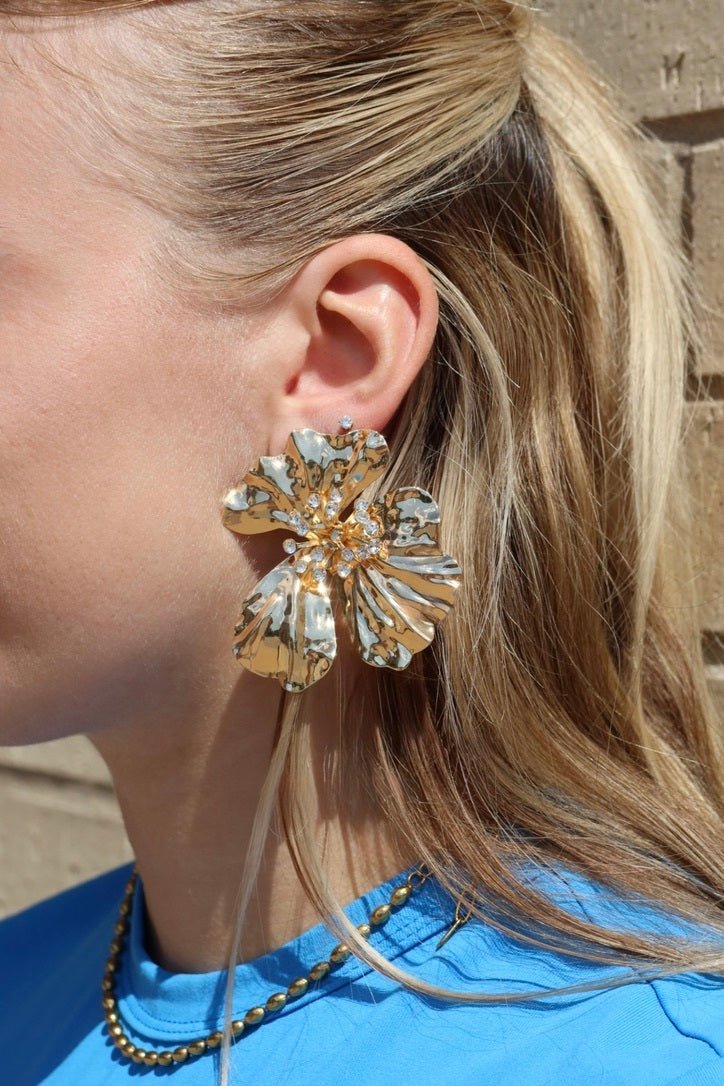 Capri Statement Earrings - Gold - LINNY CO WholesaleMetal