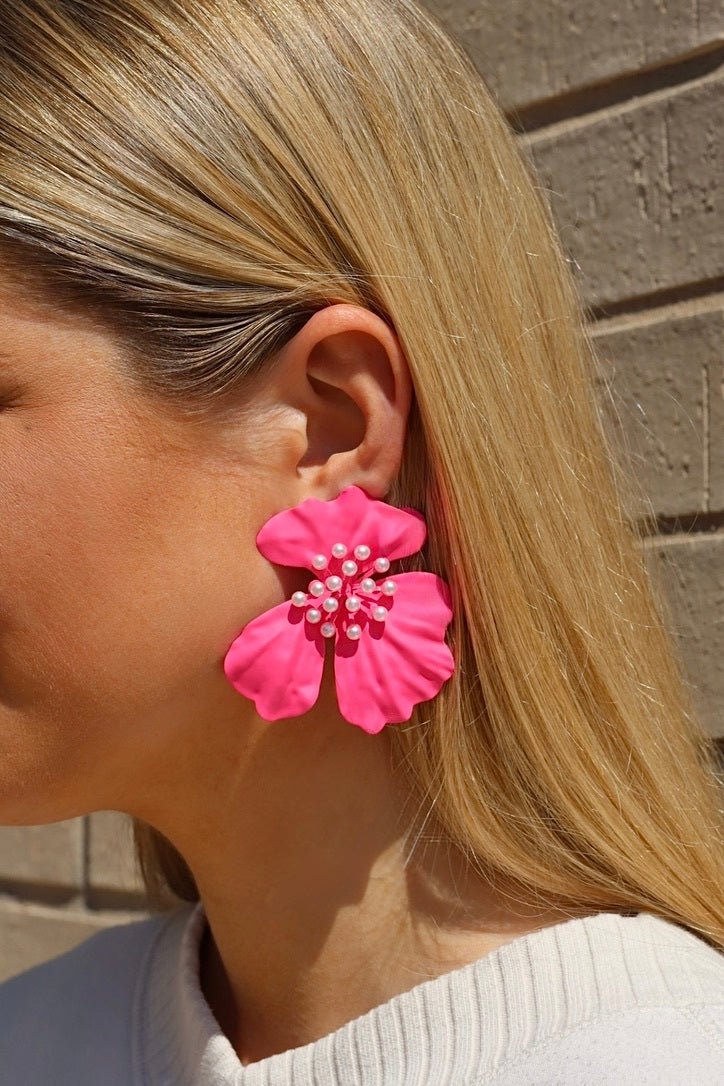 Capri Statement Earrings - Hot Pink - LINNY CO WholesaleMetal