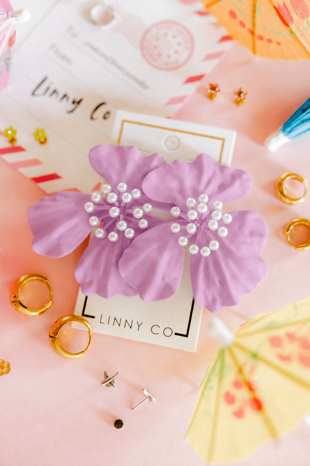 Capri Statement Earrings - Lilac - LINNY CO WholesaleMetal