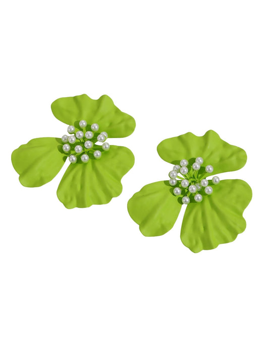 Capri Statement Earrings - Lime - LINNY CO WholesaleMetal