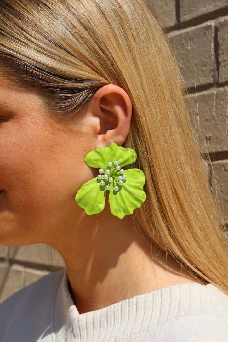 Capri Statement Earrings - Lime - LINNY CO WholesaleMetal