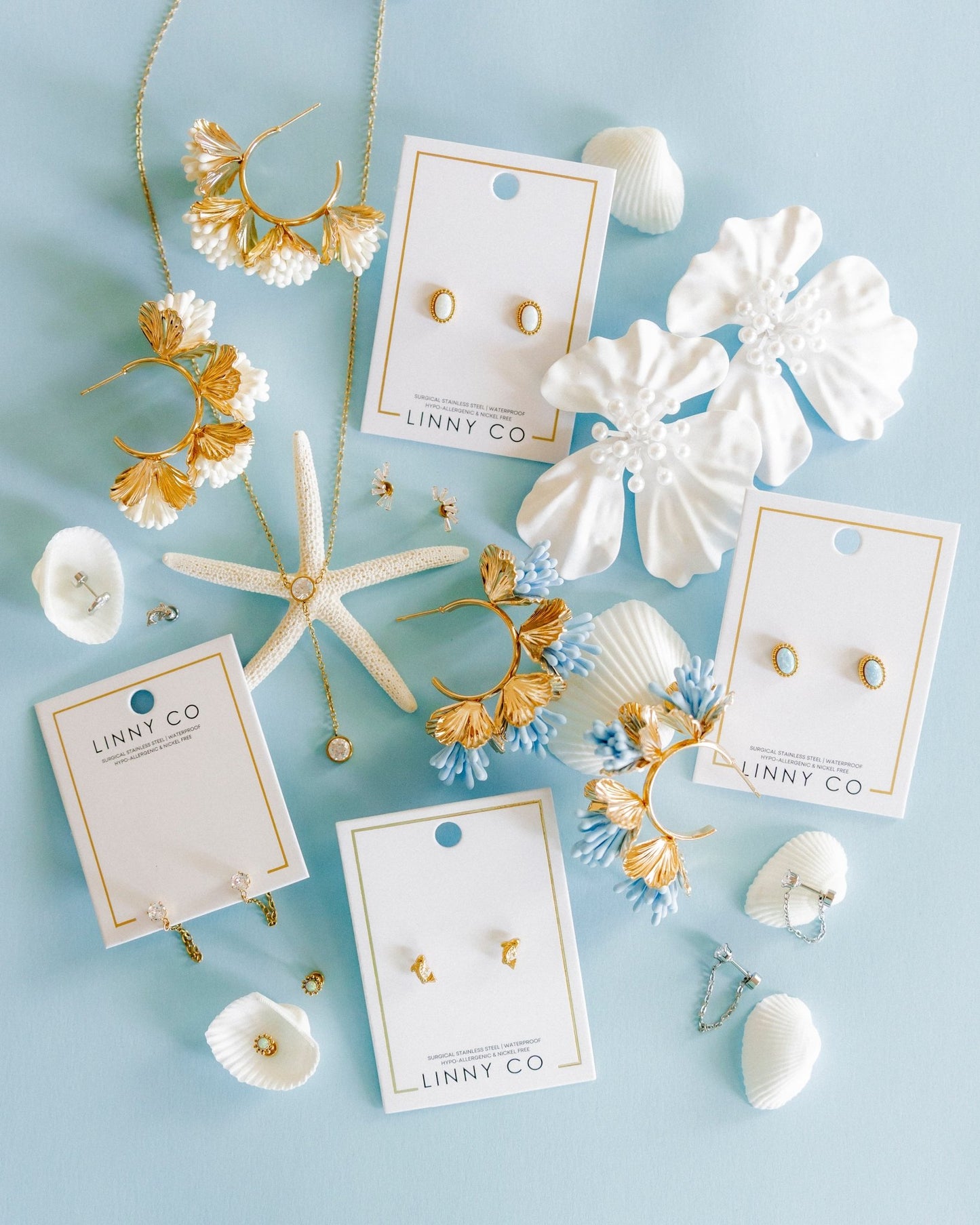 Capri Statement Earrings - White - LINNY CO WholesaleMetal
