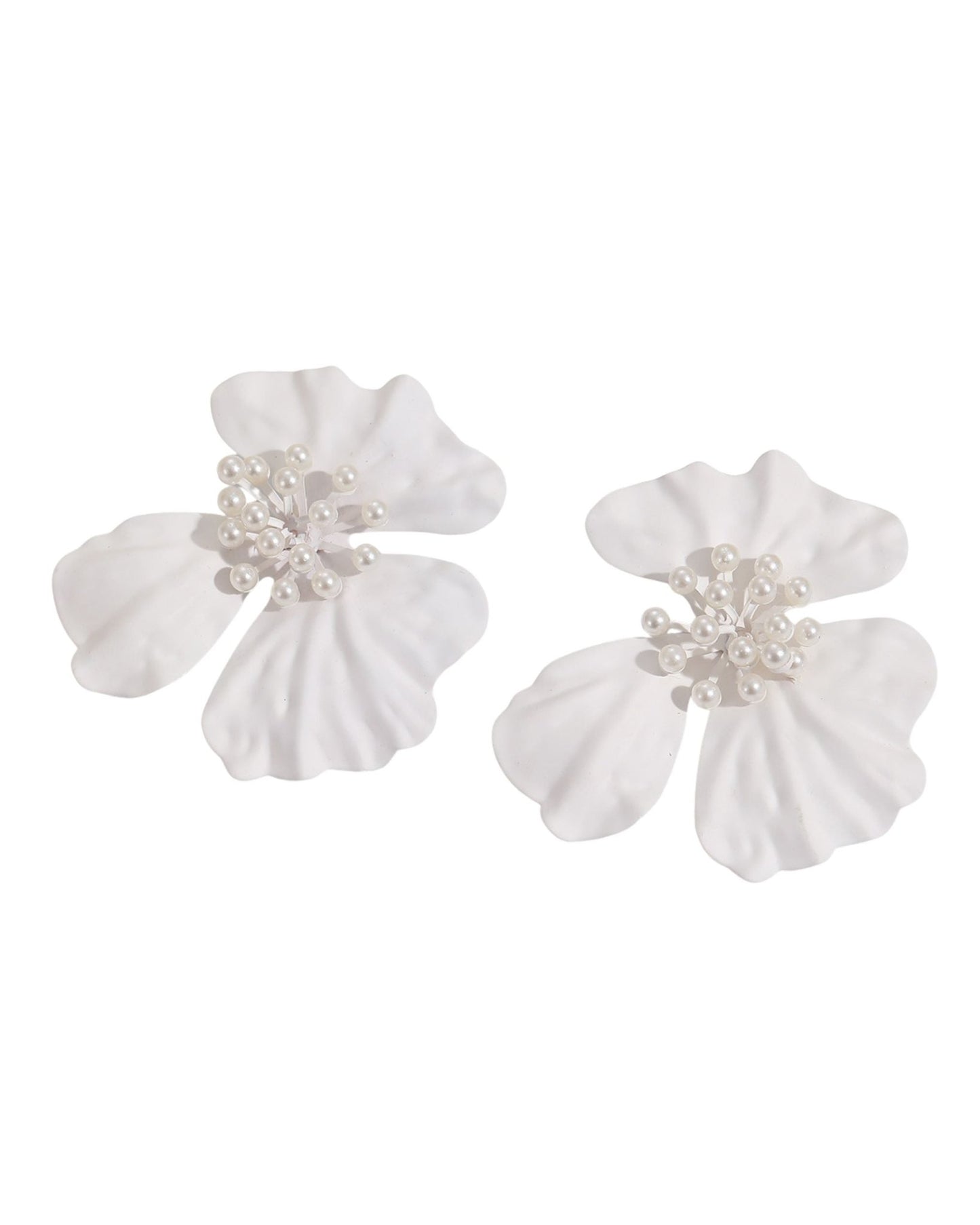 Capri Statement Earrings - White - LINNY CO WholesaleMetal