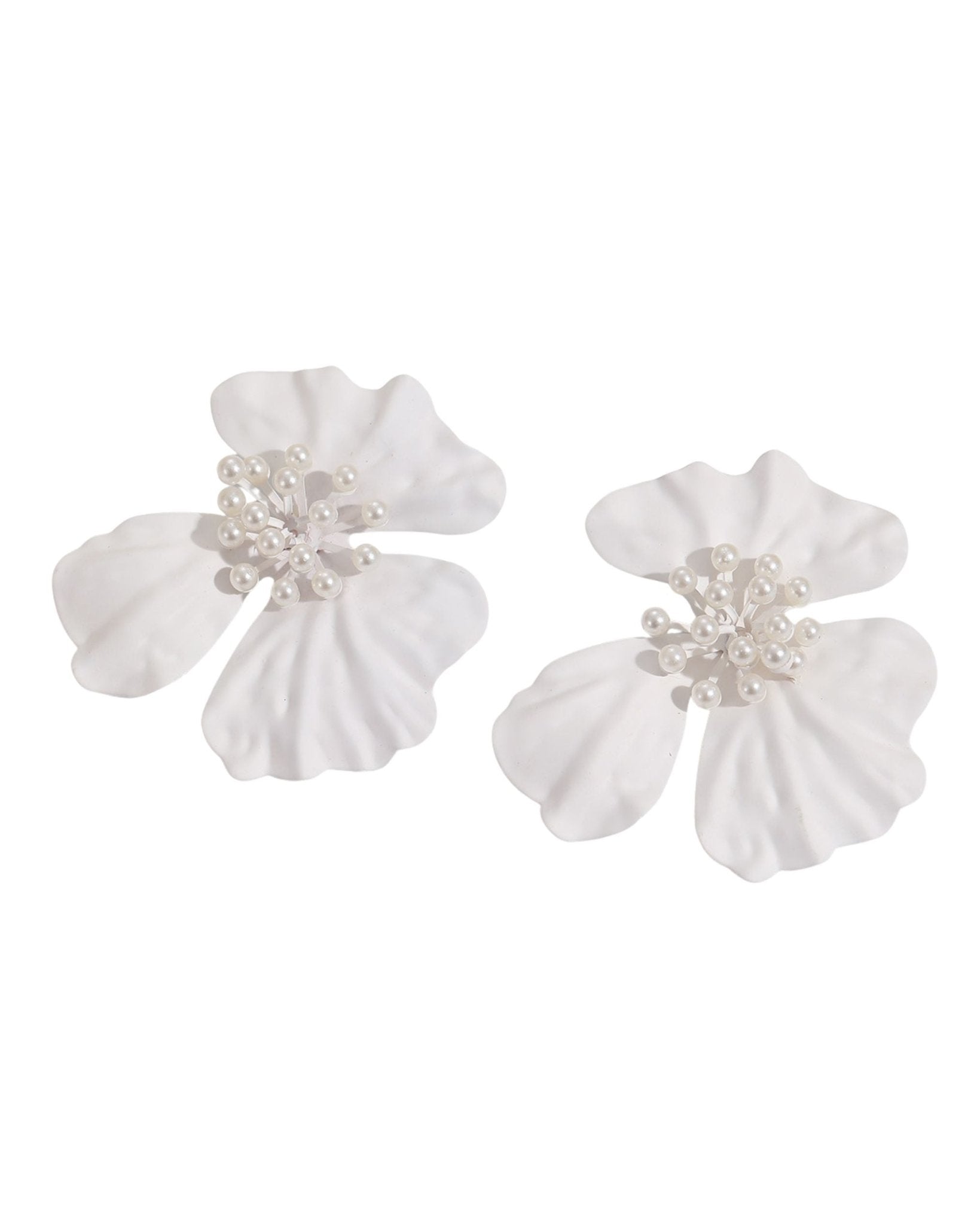 Capri Statement Earrings - White - LINNY CO WholesaleMetal