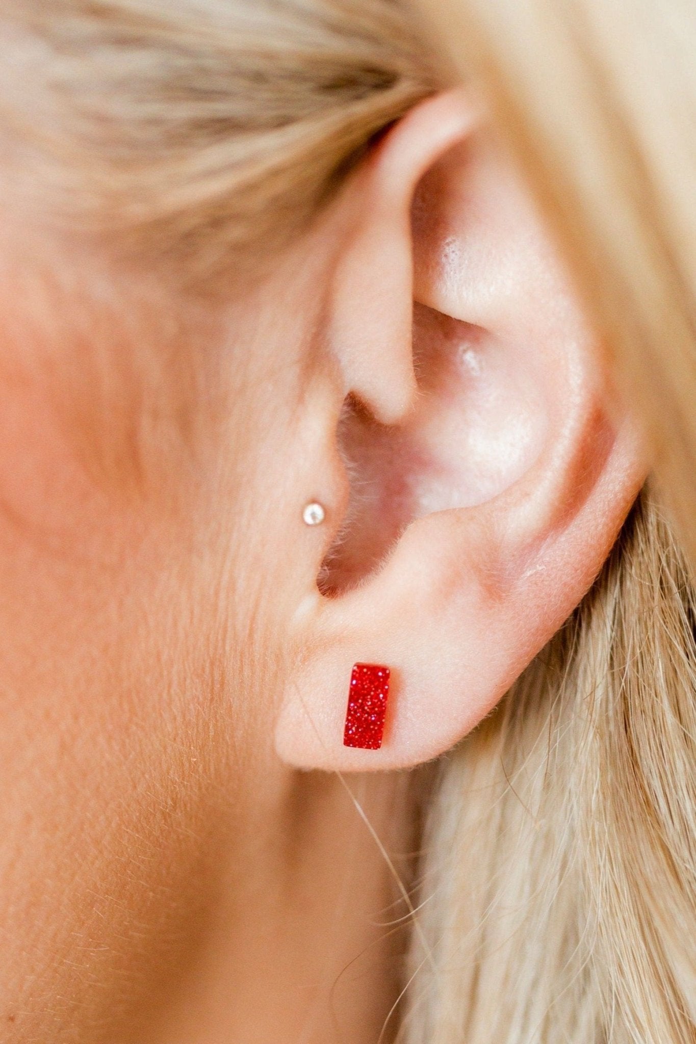Caroline - Red Glitter - Earrings - LINNY CO WholesaleAcetate