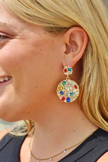Cherie Circle Statement Earrings - Gold - LINNY CO WholesaleMetal