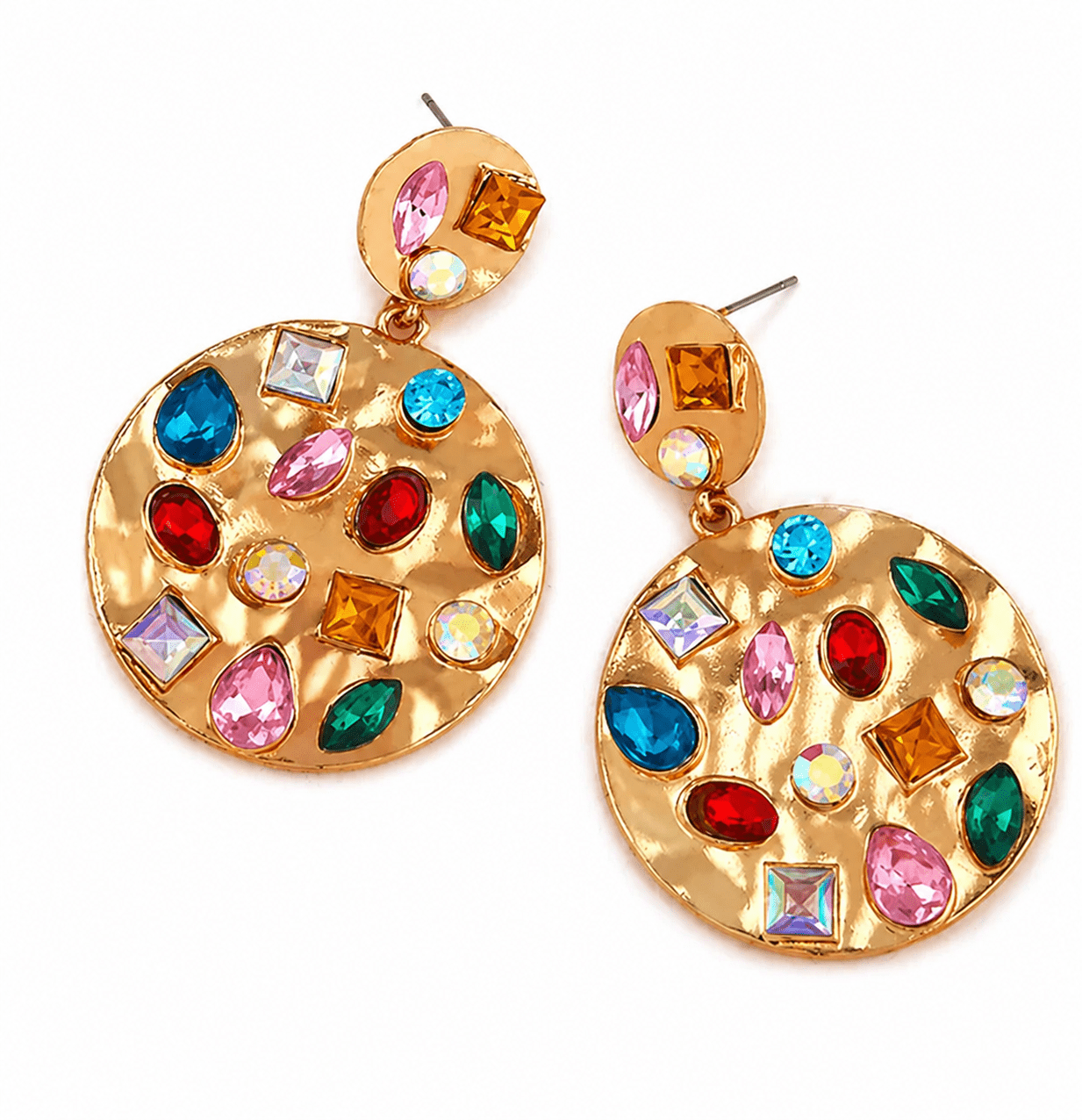 Cherie Circle Statement Earrings - Gold - LINNY CO WholesaleMetal