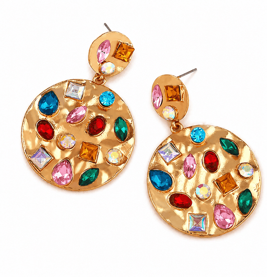 Cherie Circle Statement Earrings - Gold - LINNY CO WholesaleMetal