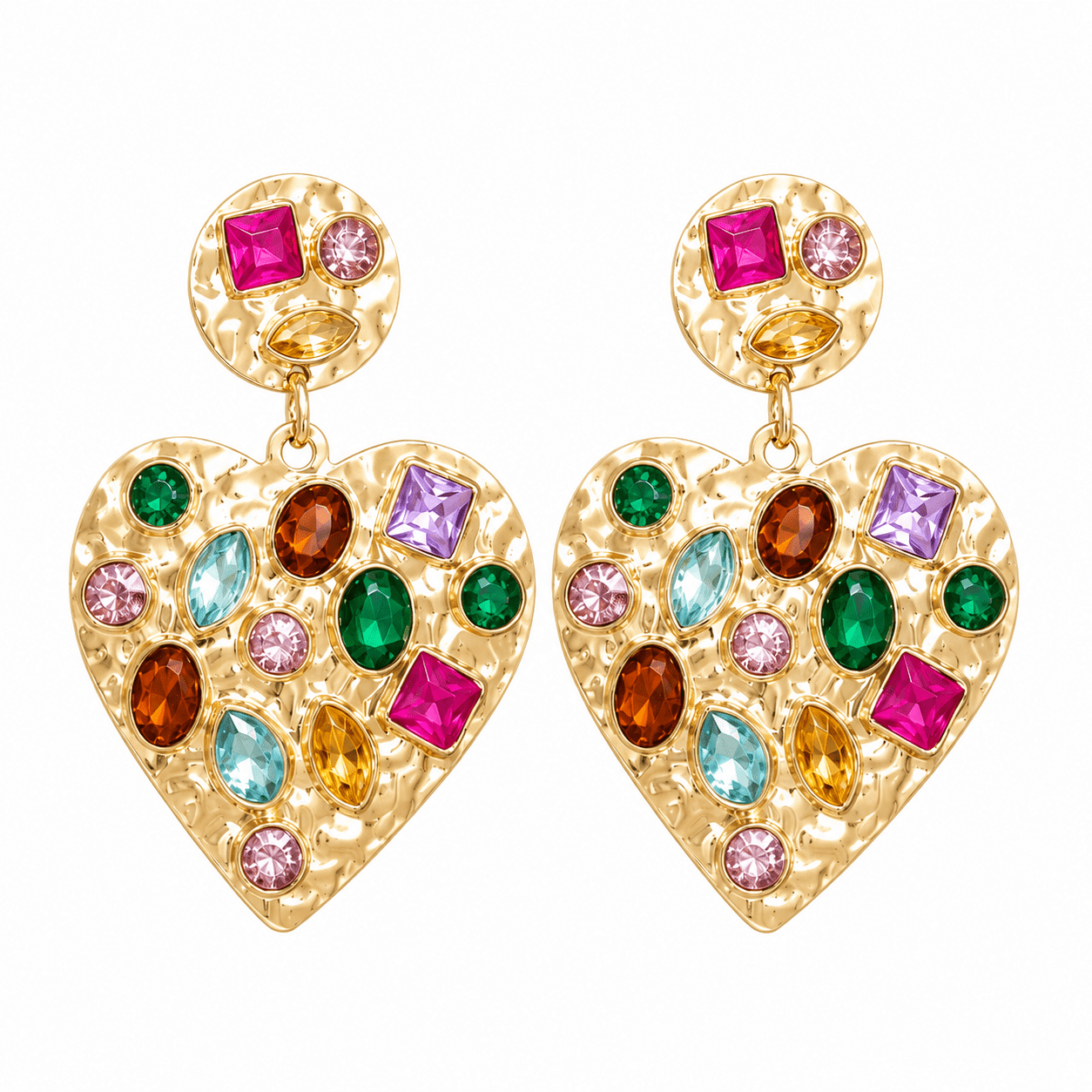 Cherie Heart Statement Earrings - Gold - LINNY CO WholesaleMetals