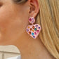 Cherie Heart Statement Earrings - Pink - LINNY CO WholesaleMetal
