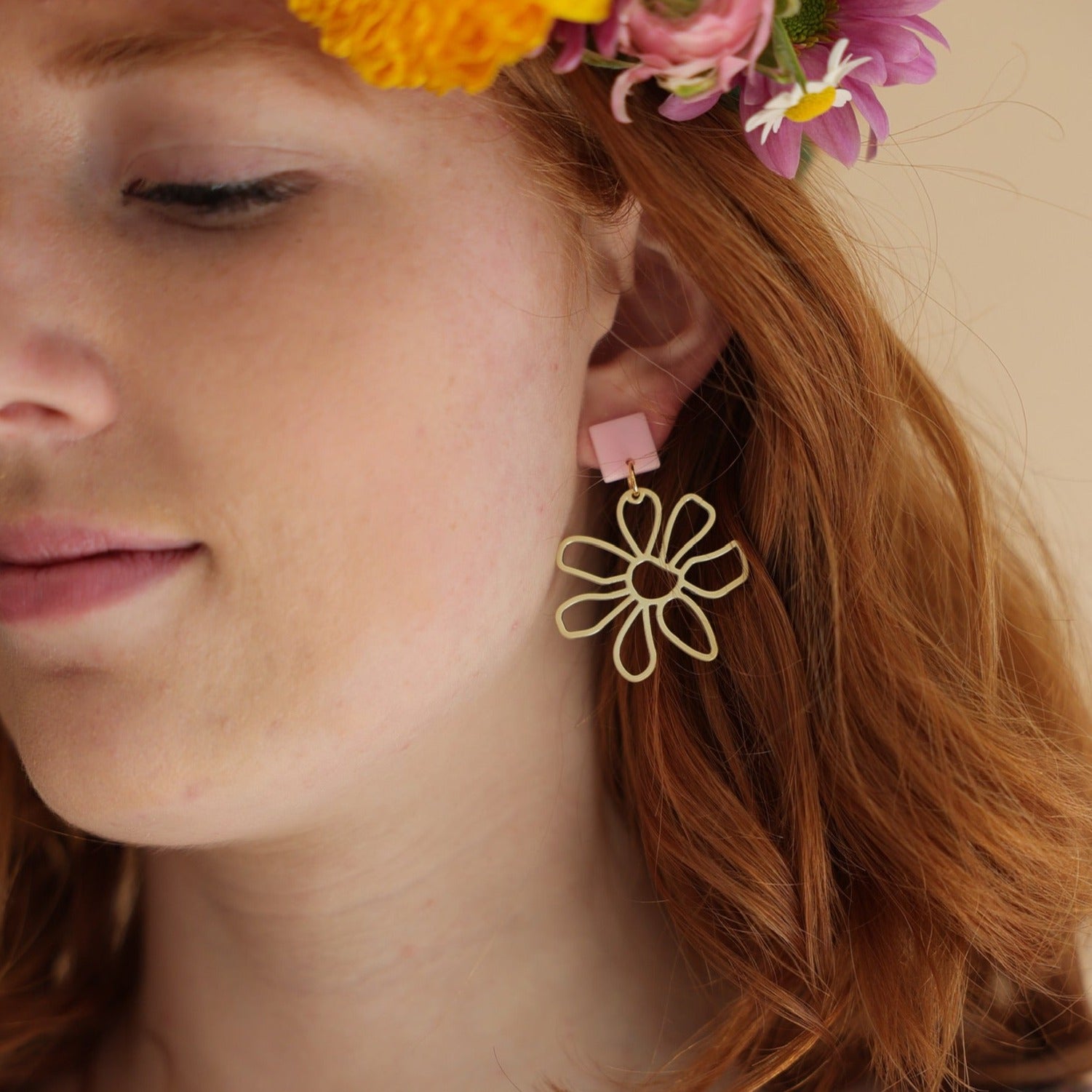 Daisy - Pink - Earrings - LINNY CO WholesaleAcetate