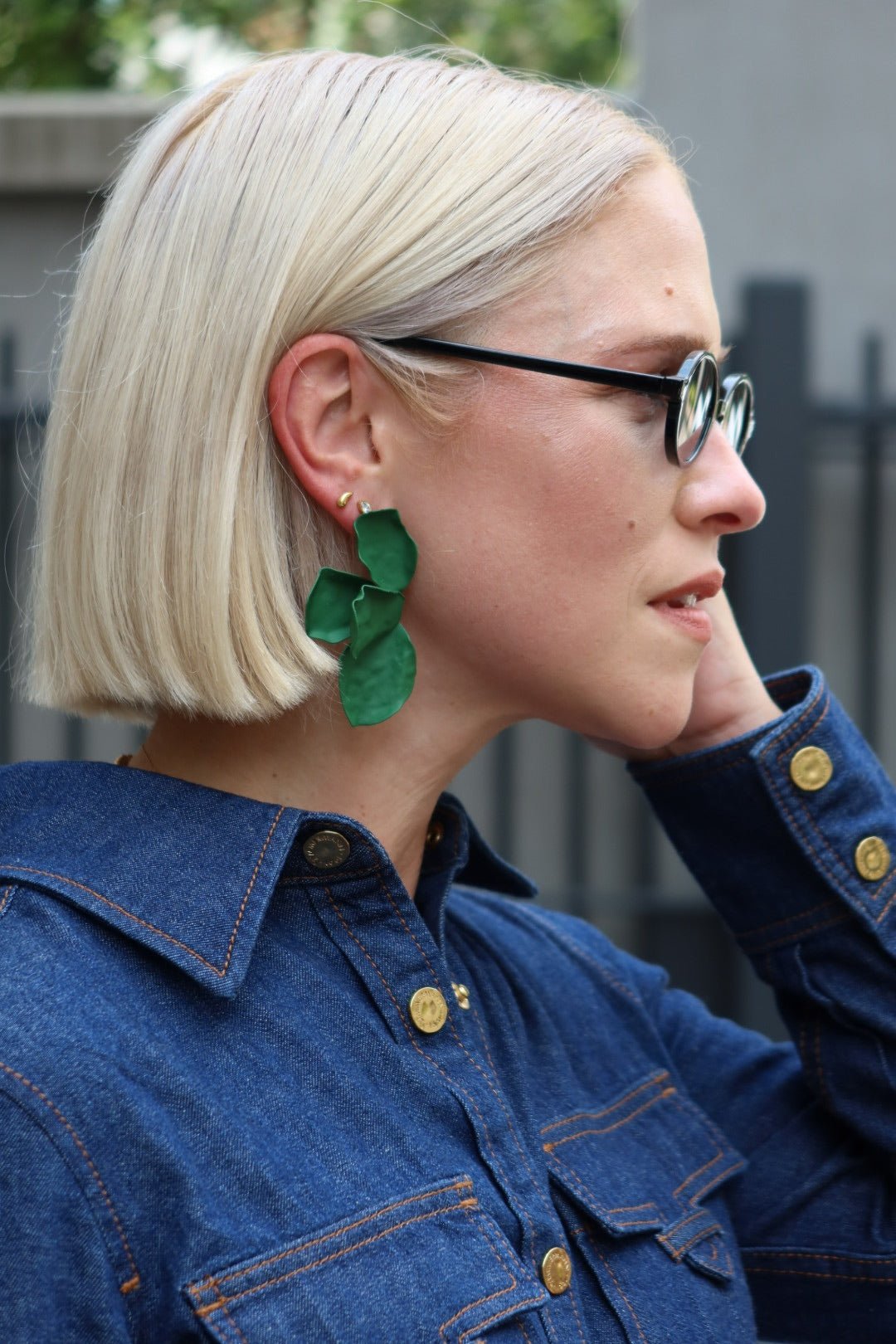 Eden Statement Earrings - Green - LINNY CO Wholesale