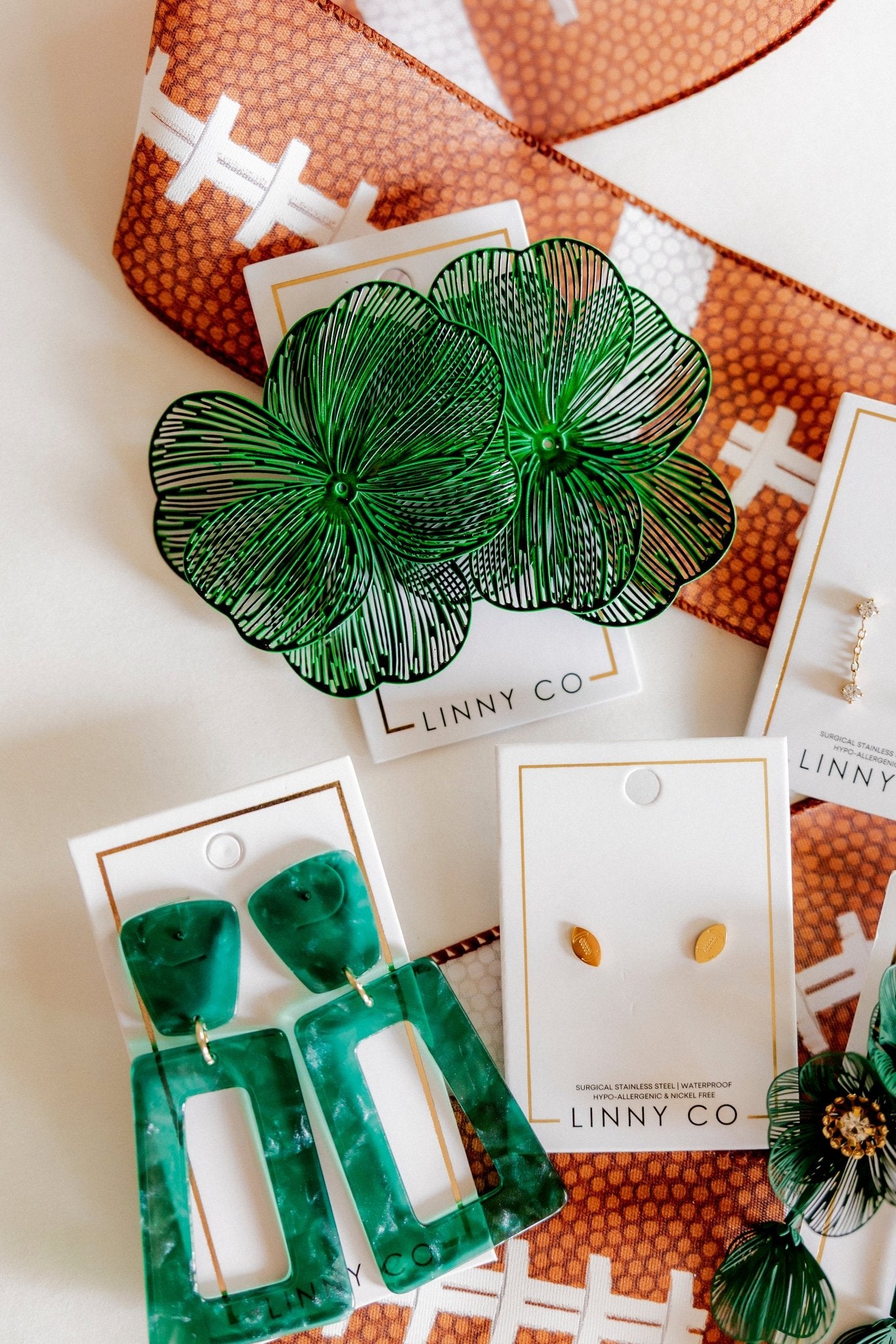 Erica Statement Earrings - Green - LINNY CO WholesaleMetal