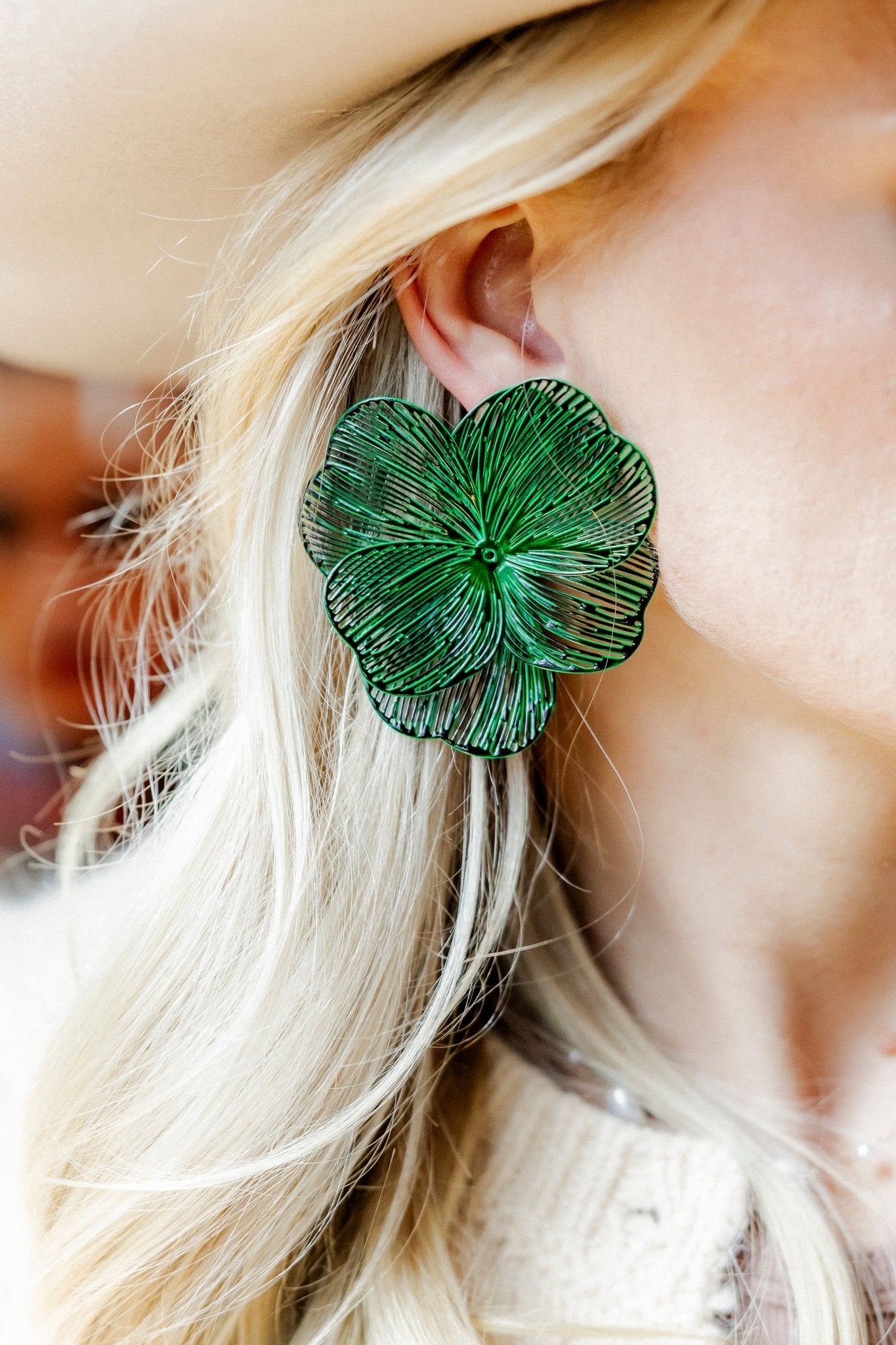 Erica Statement Earrings - Green - LINNY CO WholesaleMetal